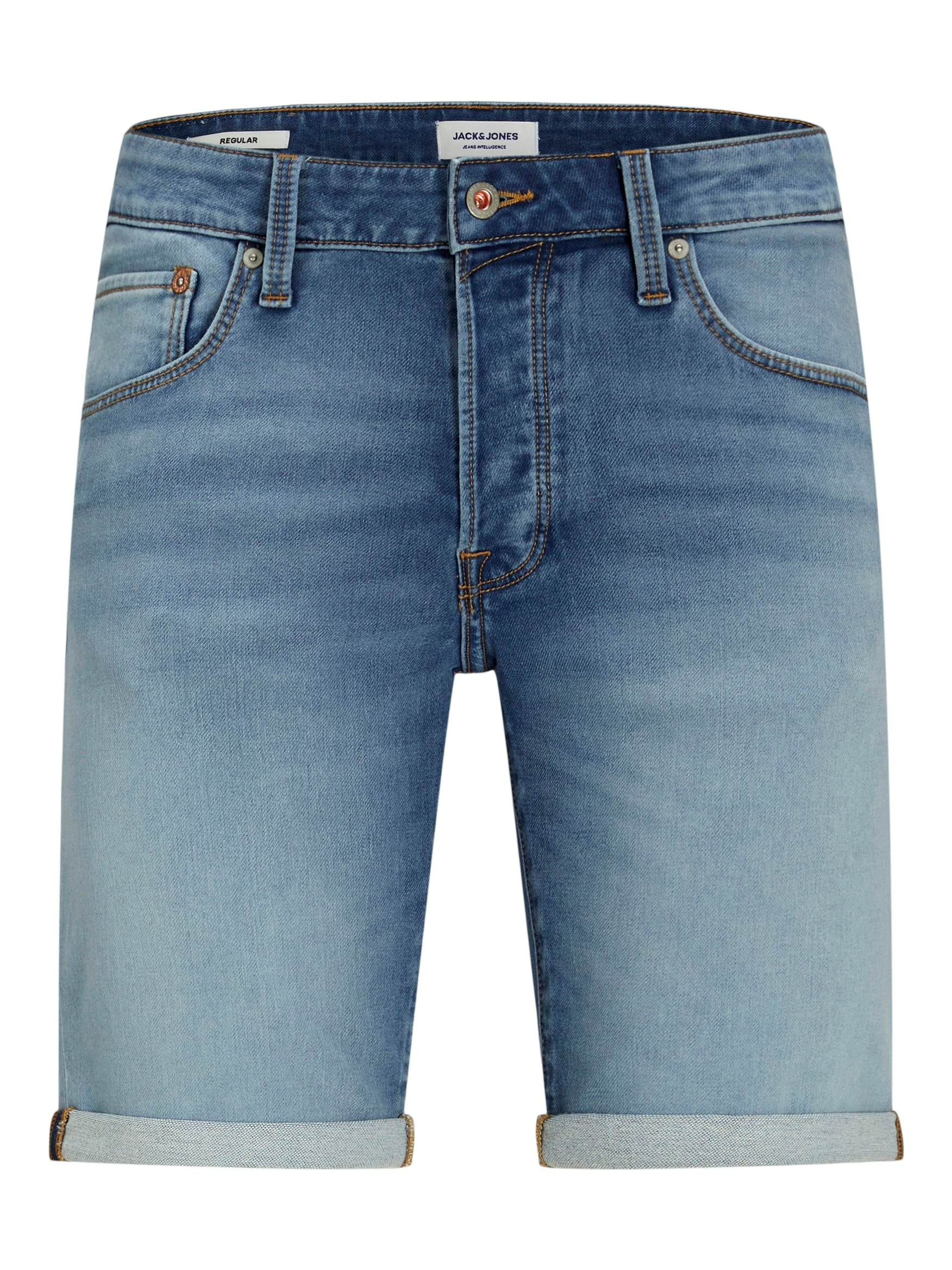 Jack & Jones Shorts »JJIRICK mit Aufschlag und Knopfverschluss für den Sommer«, unifarben, regular fit, Web, Five-Pocket-Stil, elastisch