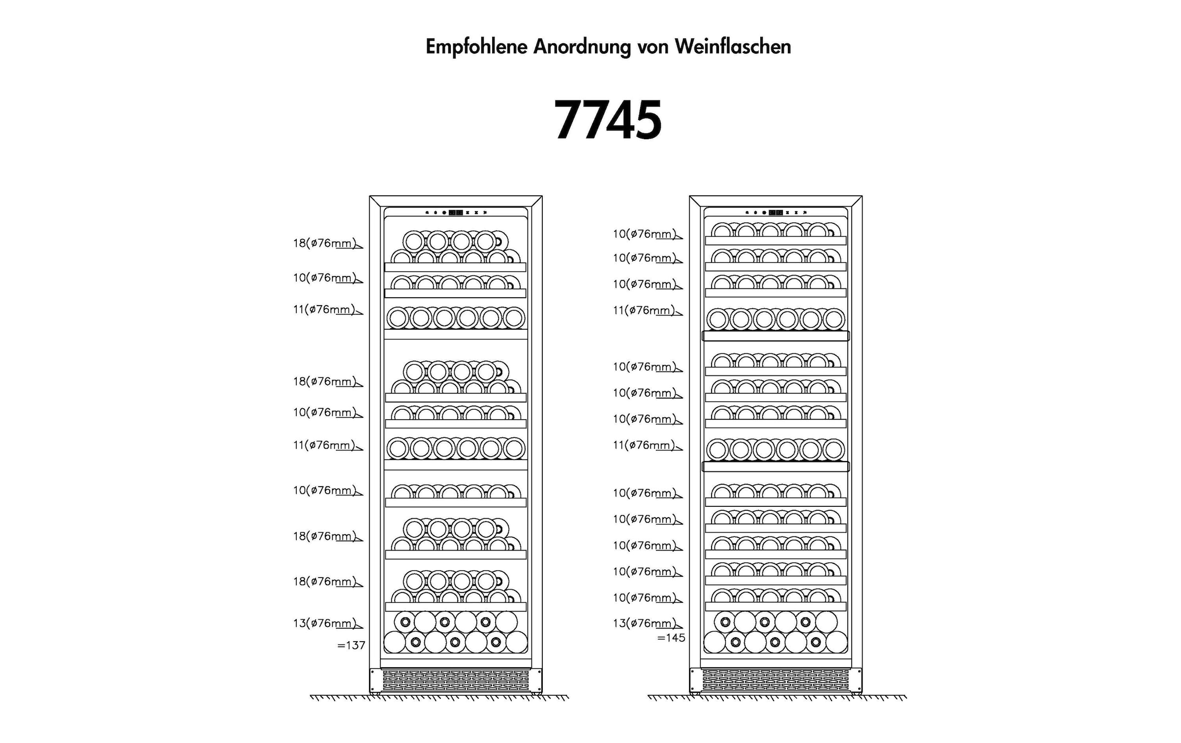 Trisa Weinkühlschrank »368ll, links«, für 145 St. Standardflaschen á 075l, Holzart: Buche (Rumänien)