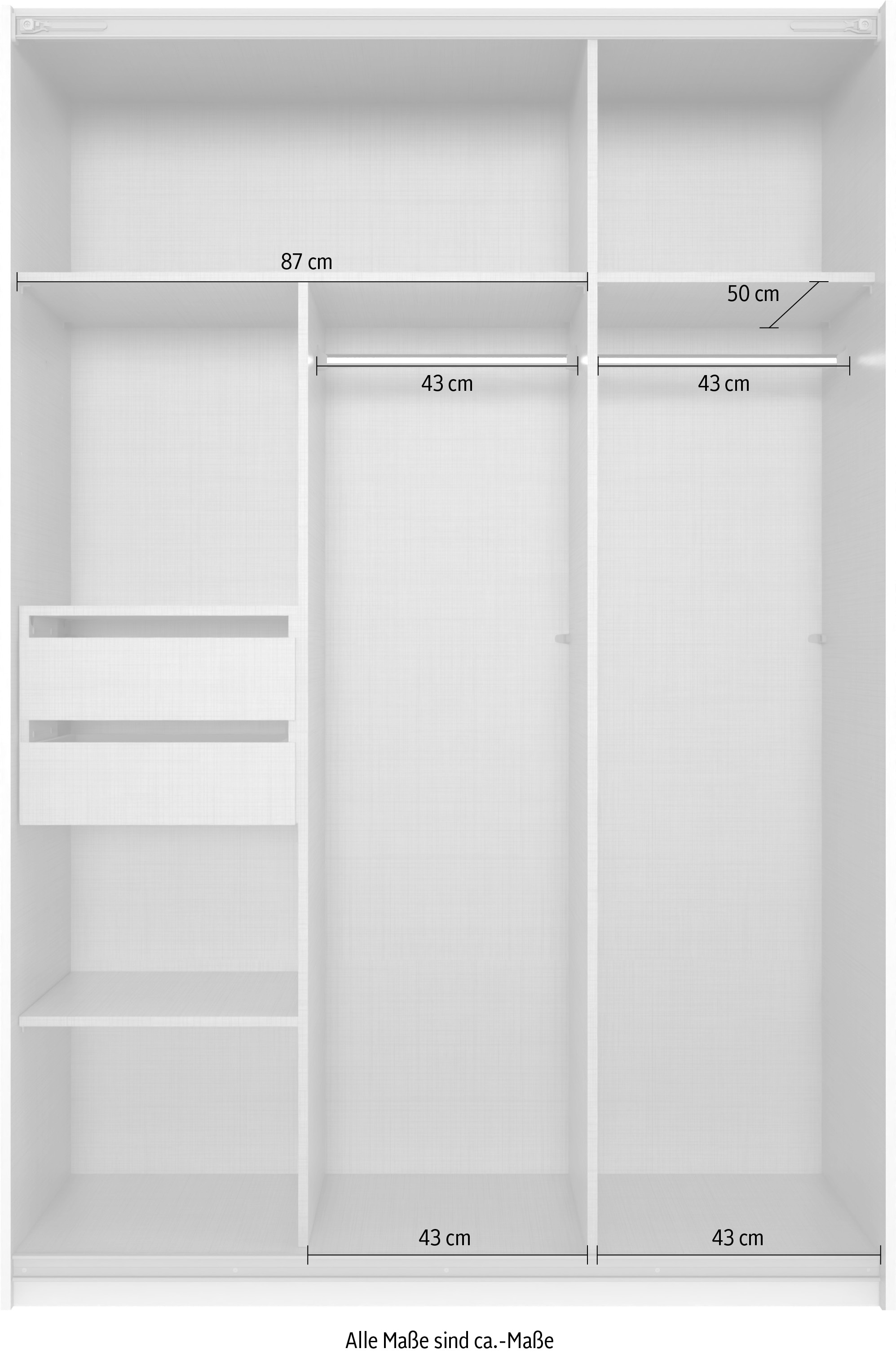 Wimex Kleiderschrank »Mugano, B/T/H 135 oder 180/65/198cm, Made in Germany«, (wähle Deine Ausstattung: Basic oder Premium!), 2 Schwebetüren mit oder ohne Spiegel, Metallgriffe