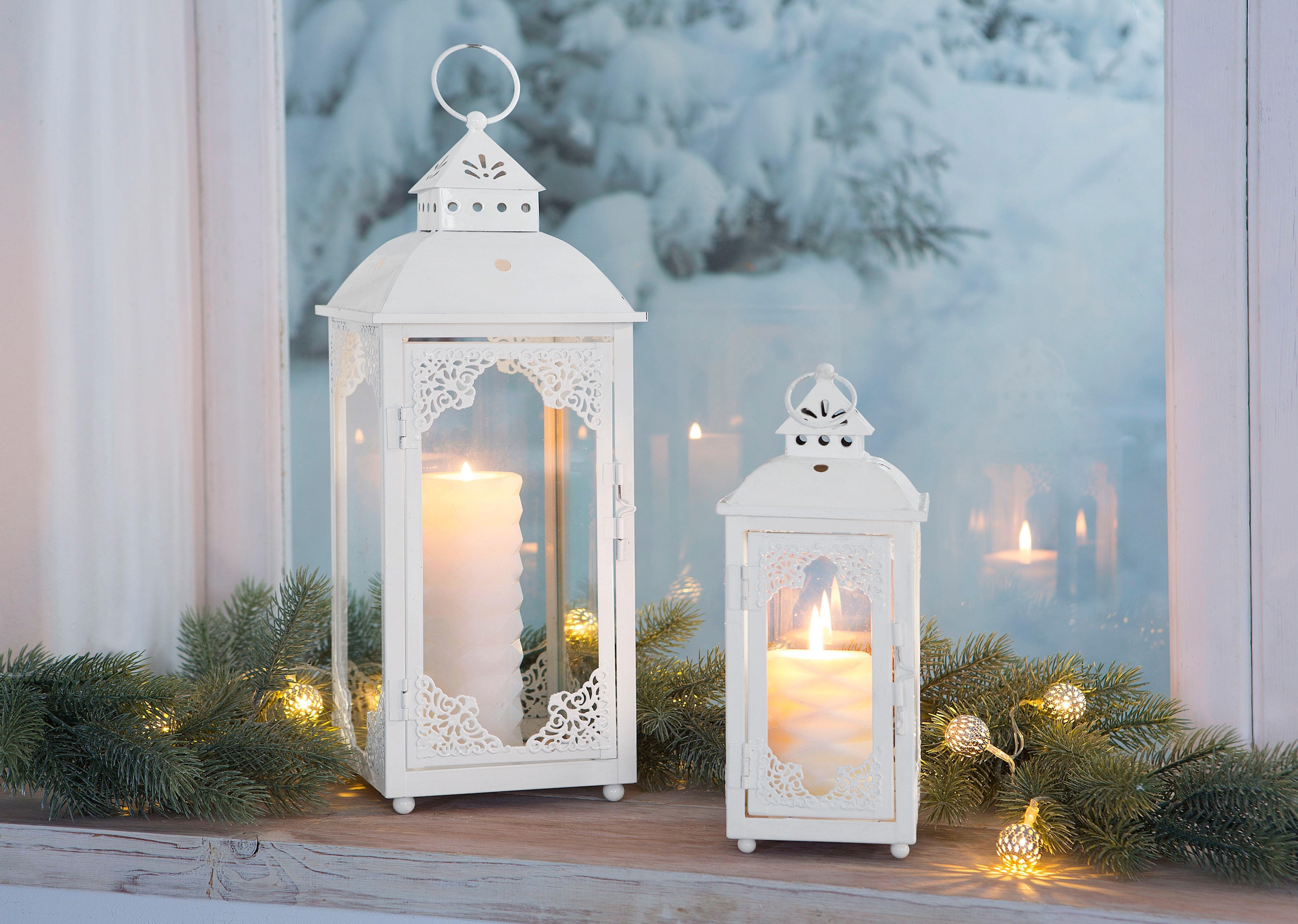 Home affaire Kerzenlaterne »Weihnachtsdeko«, (Set, 2 St.), mit filigranen Ornamenten