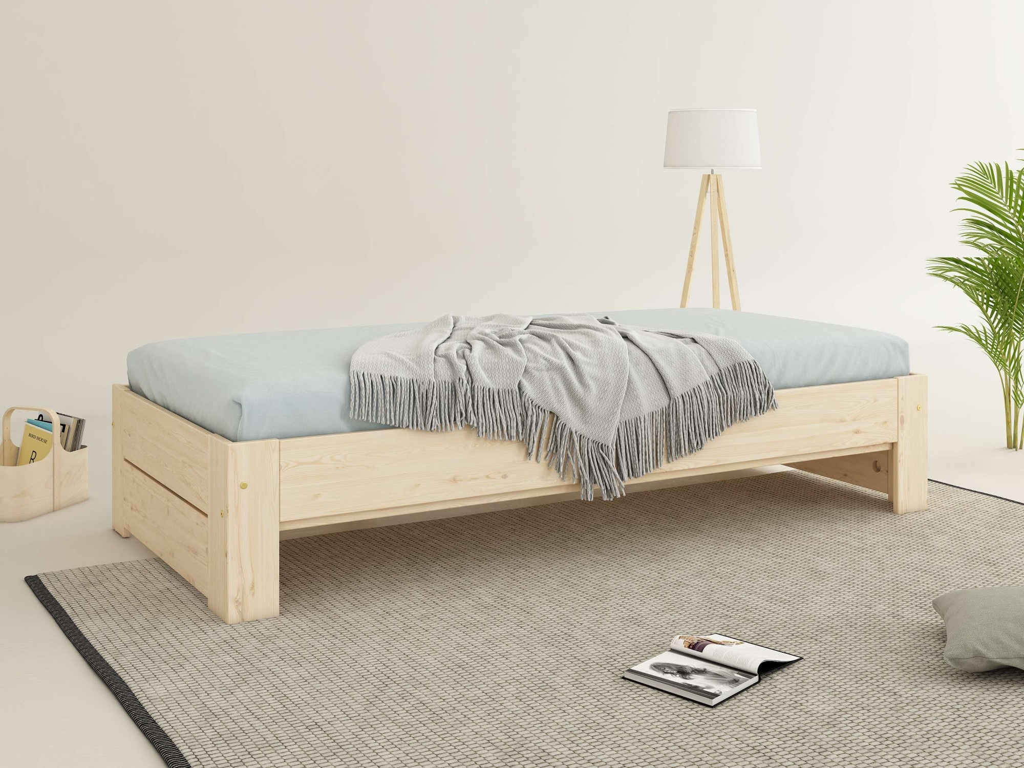 Home affaire Massivholzbett »Imme, ausziehbar 90cm-180cm, ideal für Schlafbesuch, mit Lattenrost«, (Liegefläche 2x 90x200cm), Massive Kiefer, Schubkasten optional, Belastbarkeit 180 KG