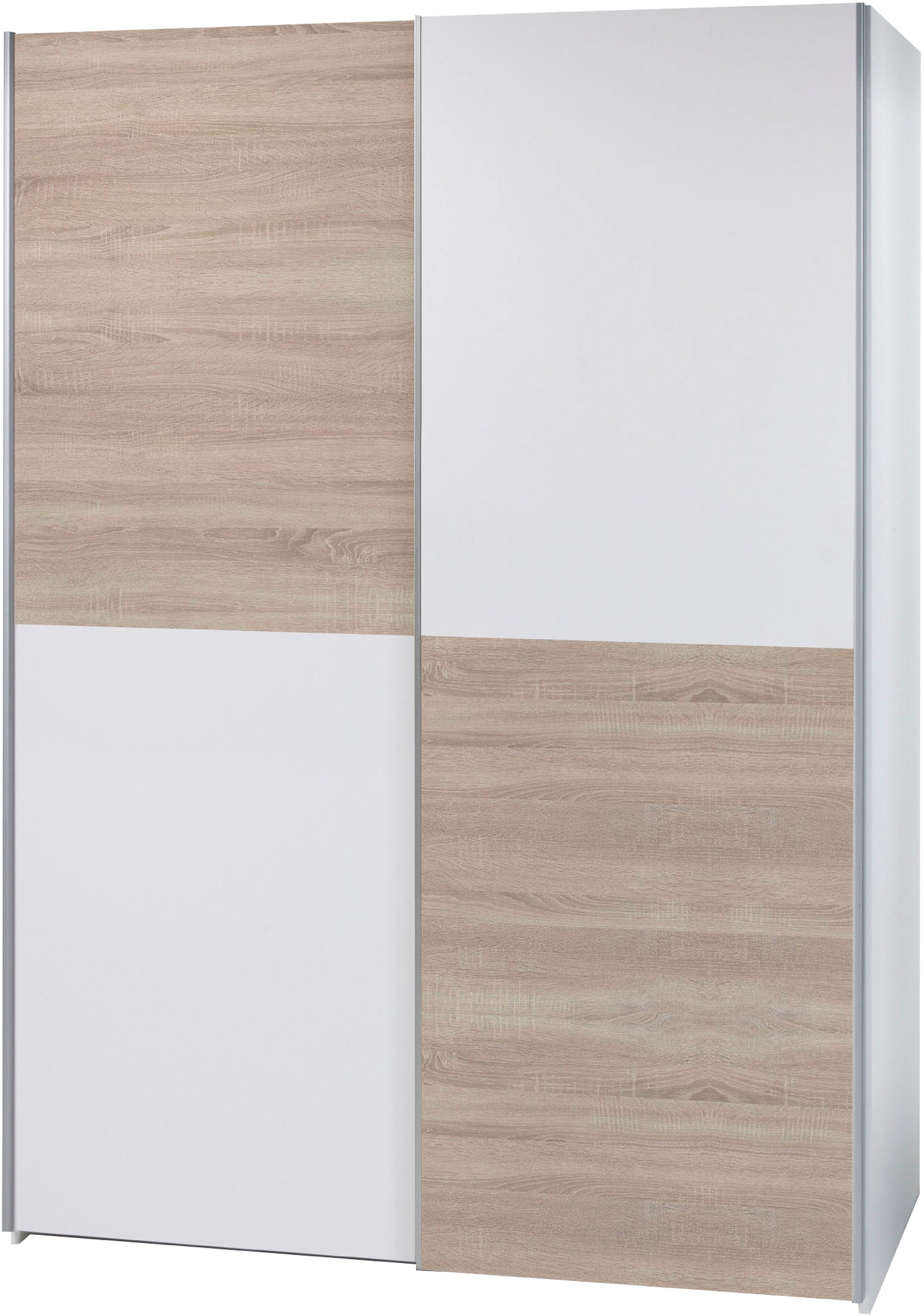 Schlafkontor Schwebetürenschrank "Time Schrank, Kleiderschrank mit Schiebetüren" 4 Türelemente als Schachbrettoptik