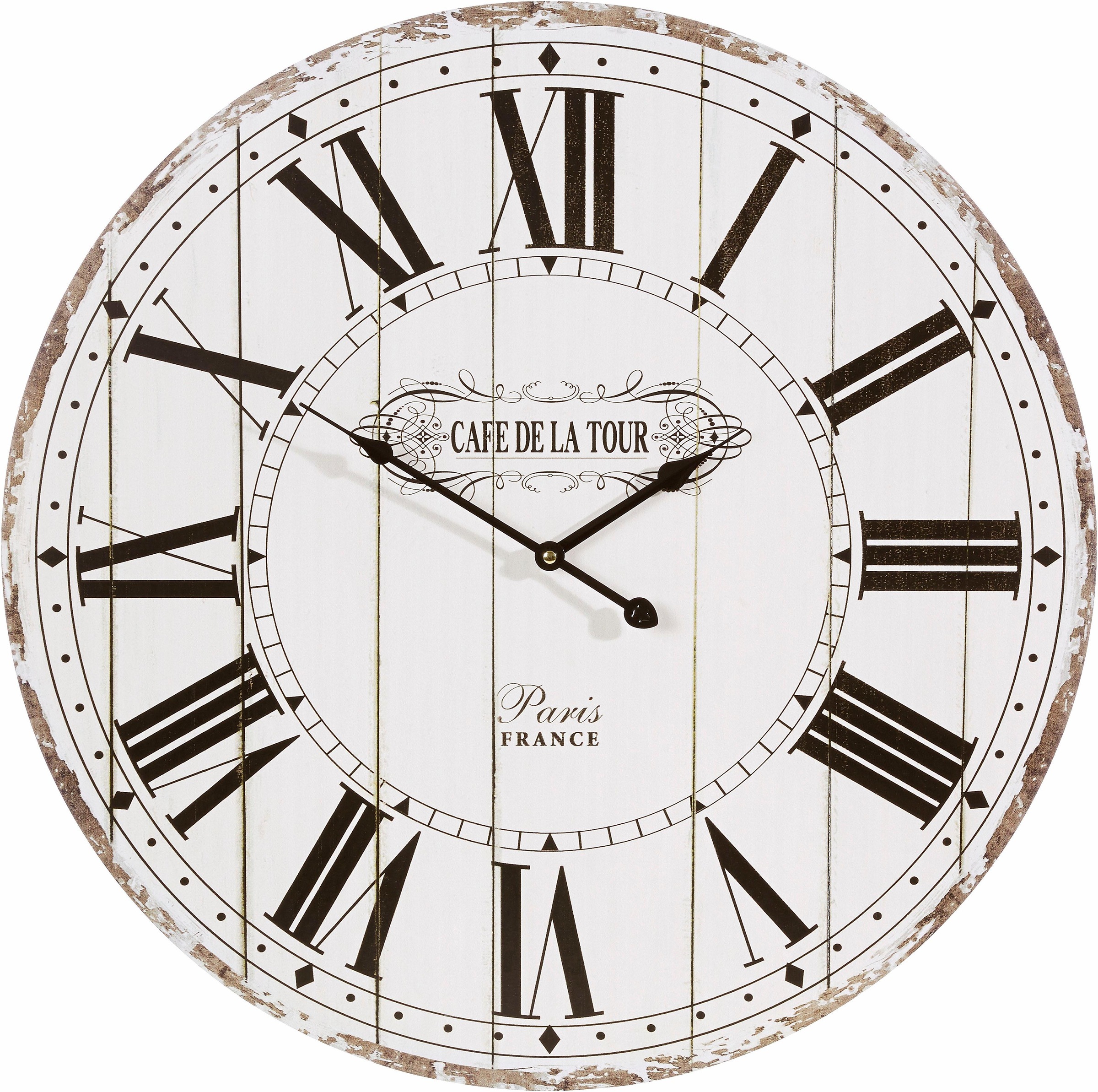 OTTO home Wanduhr ""Cafe de la tour"" römische Ziffern, rund, Ø 60 cm, Vintage-Look