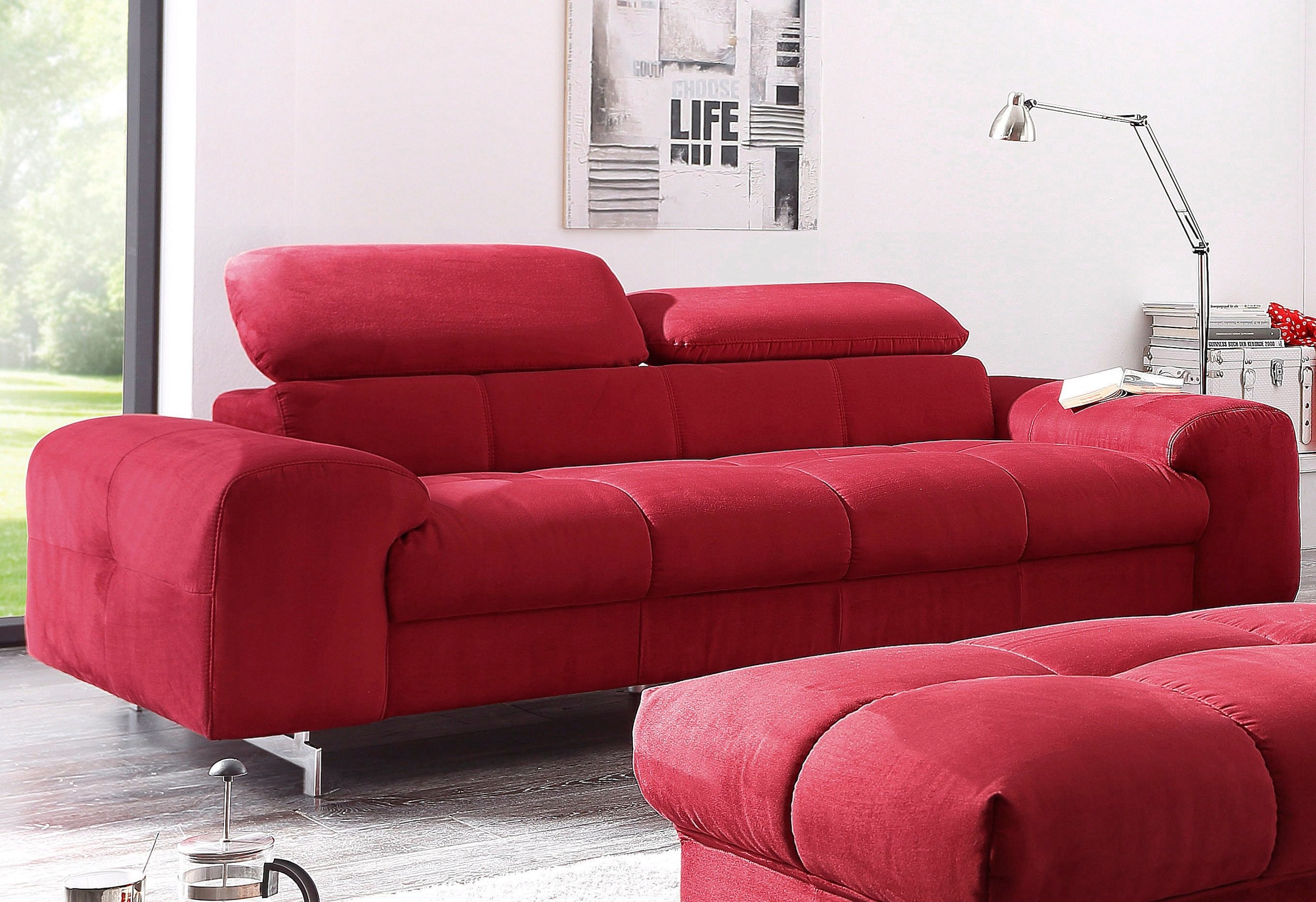 COTTA 3-Sitzer »Chef«, Big-Sofa mit Kopfteilverstellung, edle Metallkufen