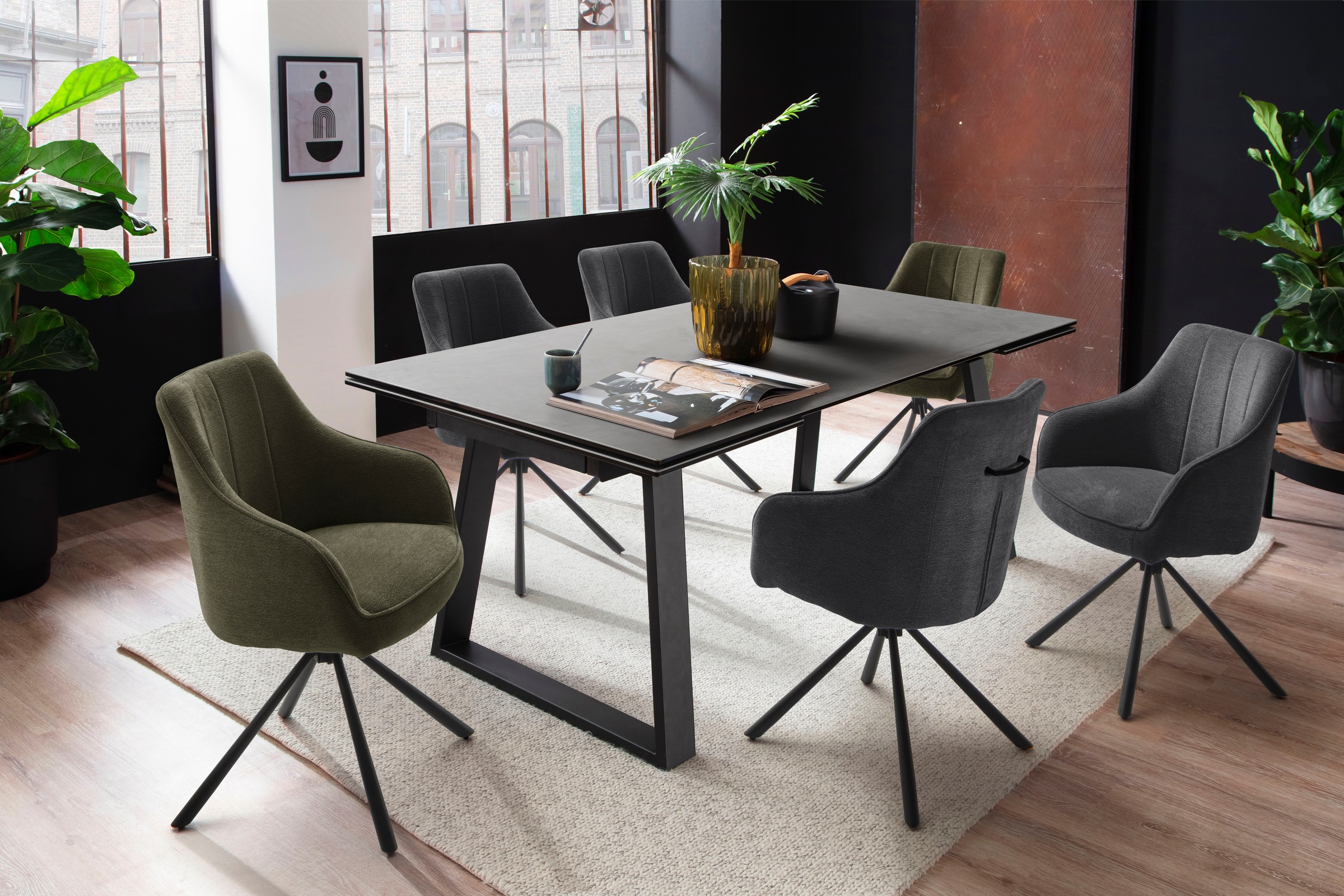 MCA furniture Esszimmerstuhl »KASAMA«, Strukturstoff, (2er-Set), 180° drehbar, Belastbarkeit120 kg, Sitzhöhe ca. 51 cm