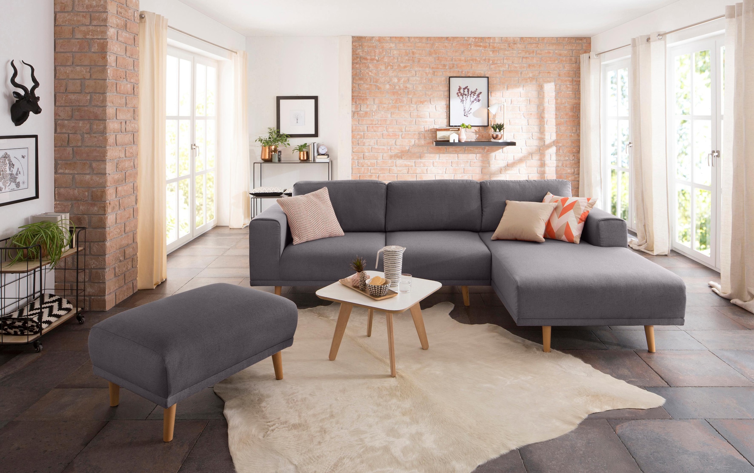 Home affaire Ecksofa »Lasse L-Form«, im scandinavischen Stil mit Holzfüssen