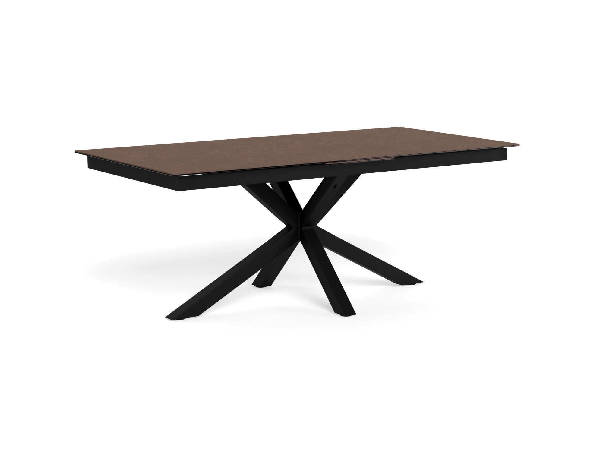 Heaven 200cm Extendable Modern Rectangular Dining Table with Ceramic Top, Rusty Brown