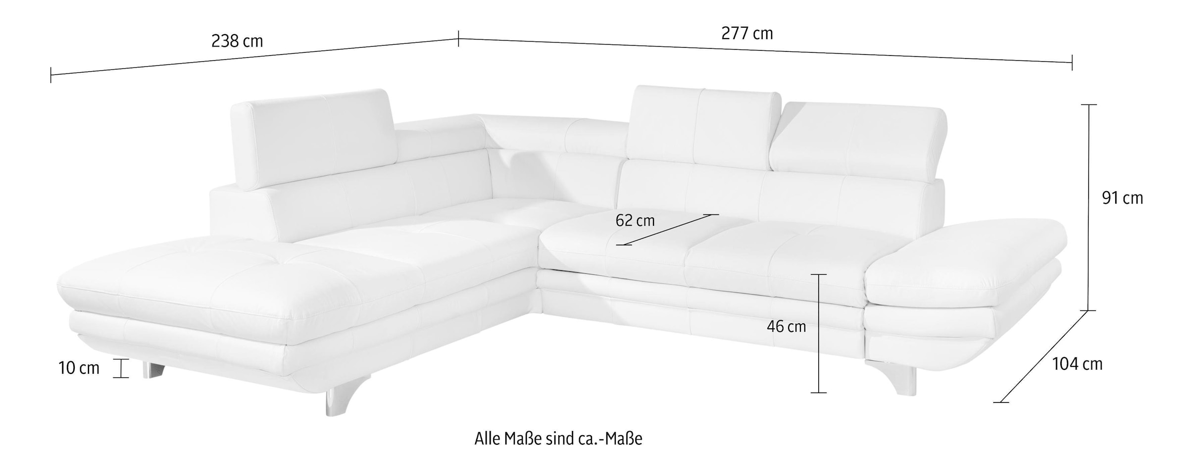 COTTA Polstergarnitur »Enterprise«, (Set), Set: Ecksofa, Hocker, Kopfteilverstellung, wahlweise mit Bettfunktion