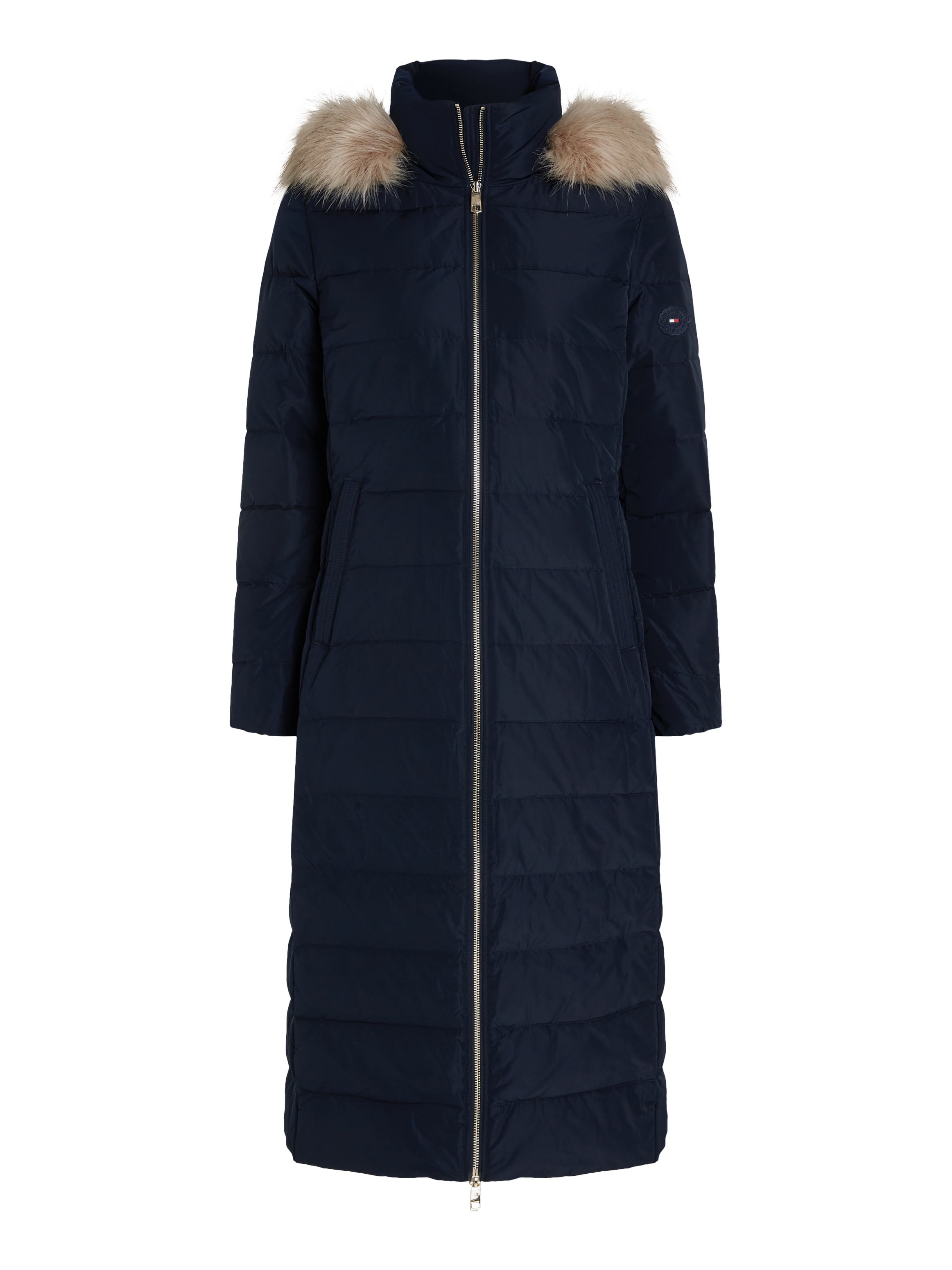 Tommy Hilfiger Steppmantel »HERITAGE DOWN TYRA MAXI WITH FUR«, mit Logopatch