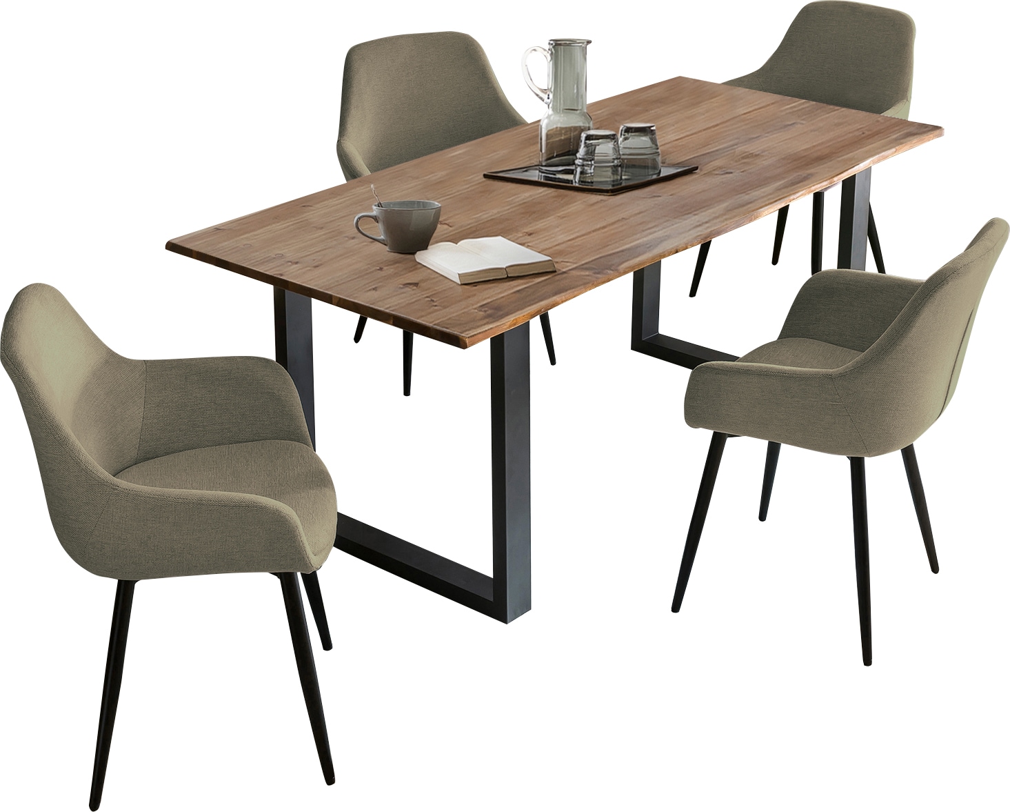 SalesFever Essgruppe »Stilvolle Essgruppe für Ihr Zuhause«, (Set, 5 tlg.), 5-teiliges Set, Tischplatte mit seidenmattem OSMO Hartwachs-Öl behande