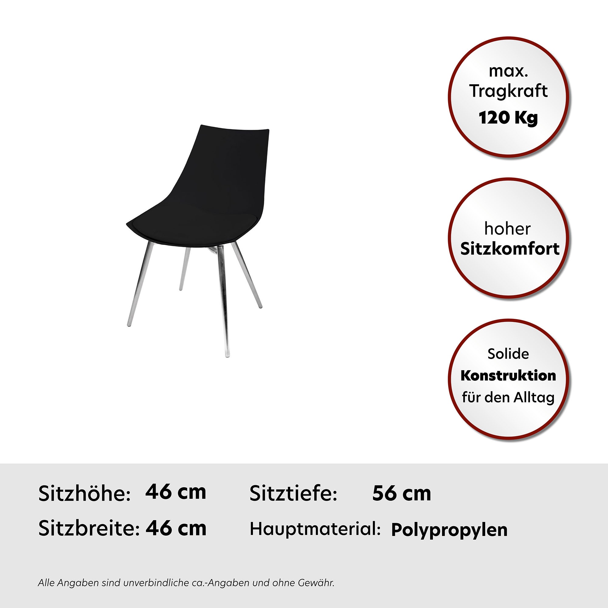 Kayoom Stuhl »Dakota 110 4er-Set, Kunstleder-Bezug, Sitzfläche aus Schaumstoff«, (Set), 4 St., ergonomisch, komfortabel, pflegeleicht, Kunstleder-Bezug