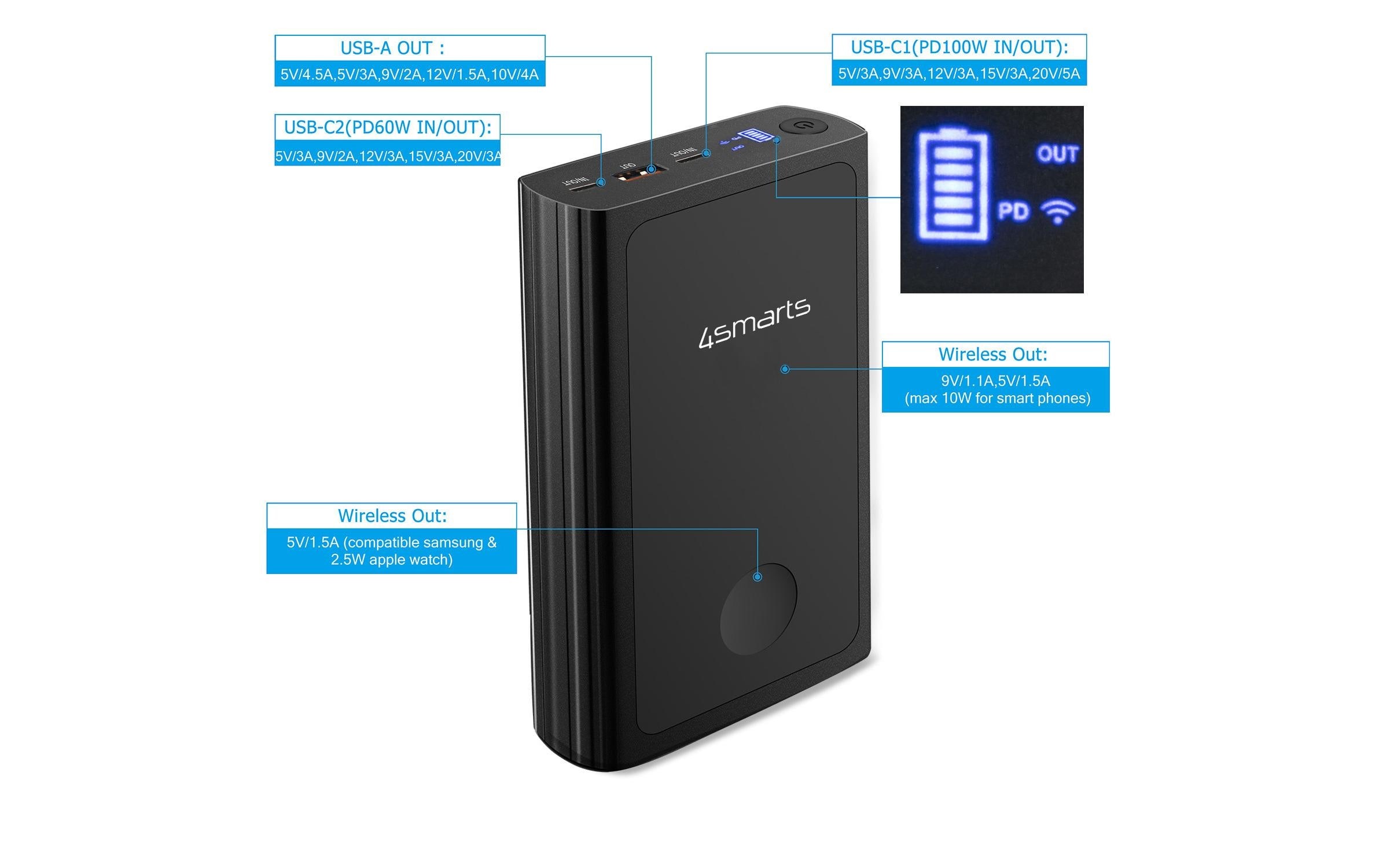 4smarts Powerbank »VoltHub Graphene«, 74 mAh