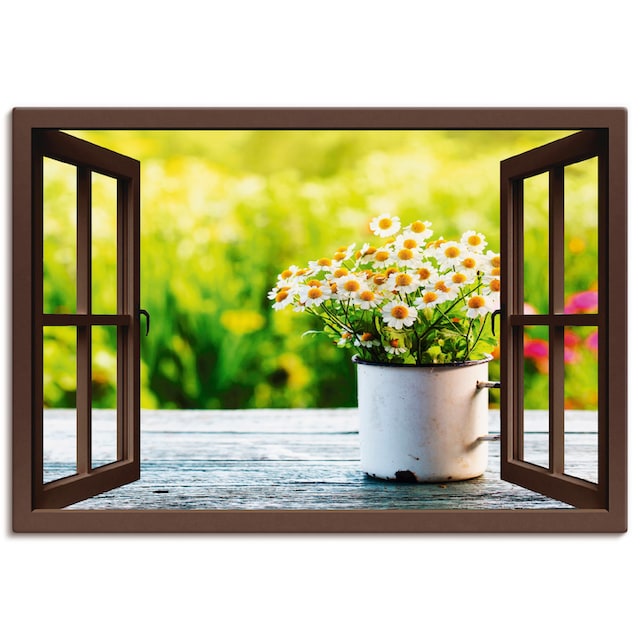 Artland Wandbild »Fensterblick Garten mit Gänseblümchen«, Blumen, (1 St.),  als Alubild, Leinwandbild, Wandaufkleber oder Poster in versch. Grössen  online shoppen | Jelmoli-Versand