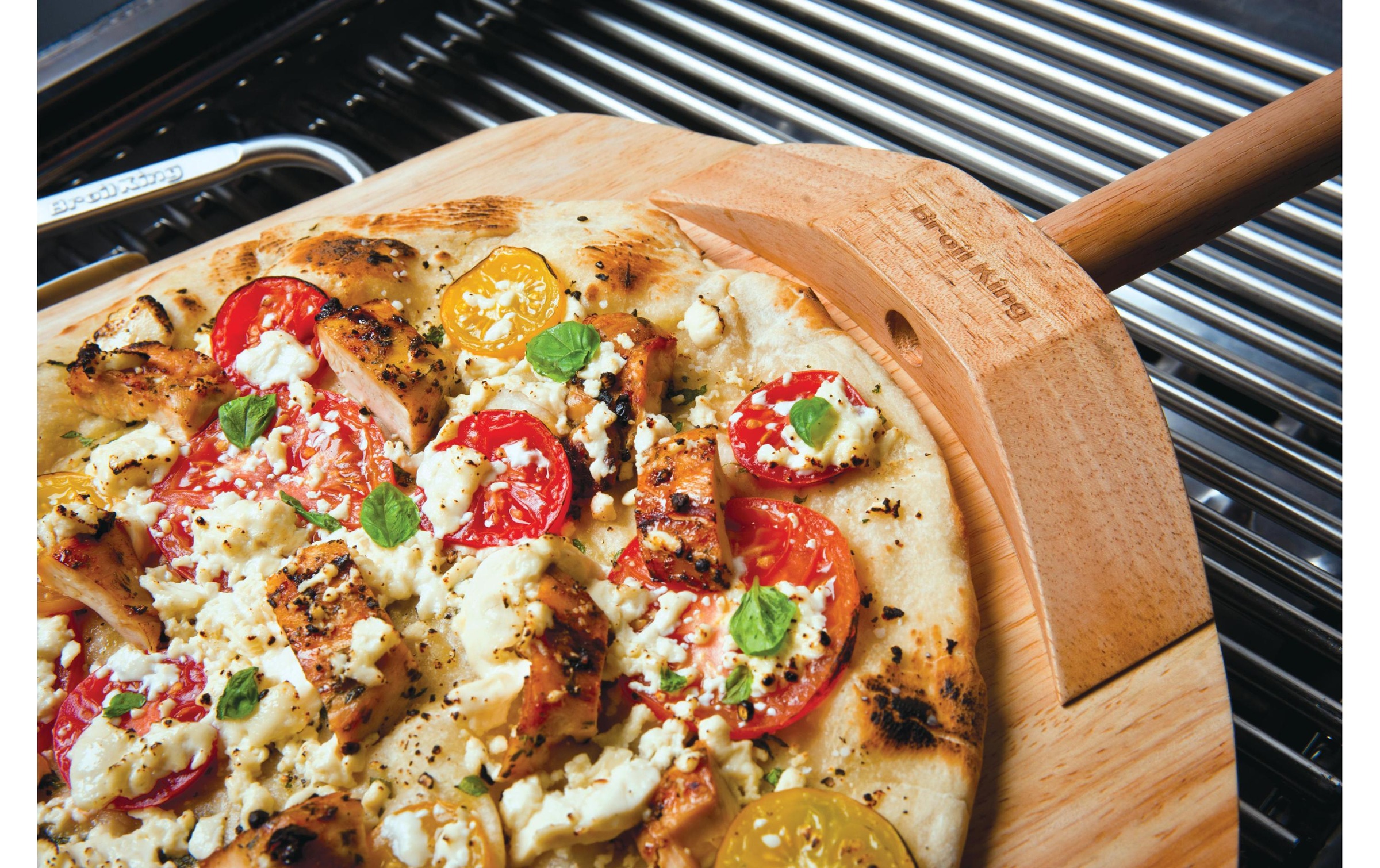 Broil King Pizzastein »Pizzastein-Set Premium«, Holz-Keramik-Edelstahl