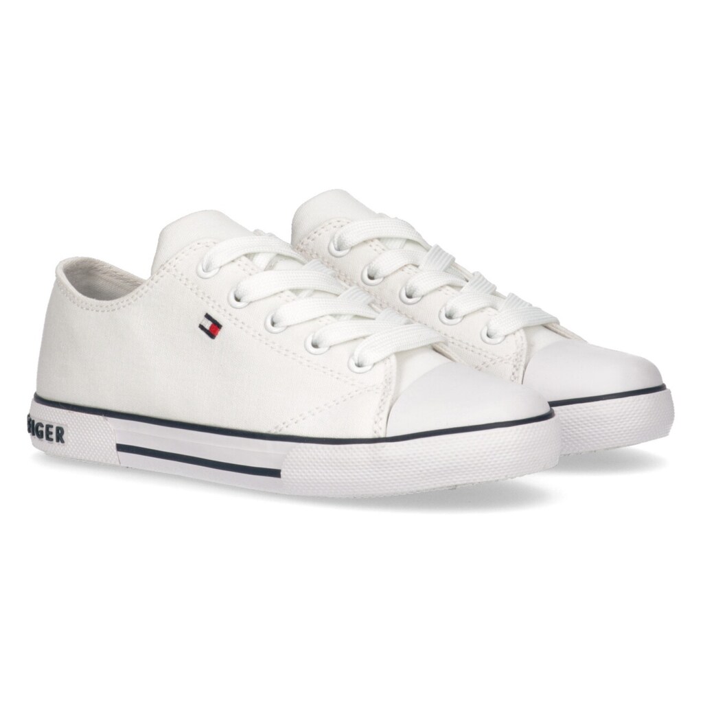 Tommy Hilfiger Sneaker »LOW CUT LACE-UP SNEAKER«, mit gestickter Logoflag, Freizeitschuh, Halbschuh, Schnürschuh