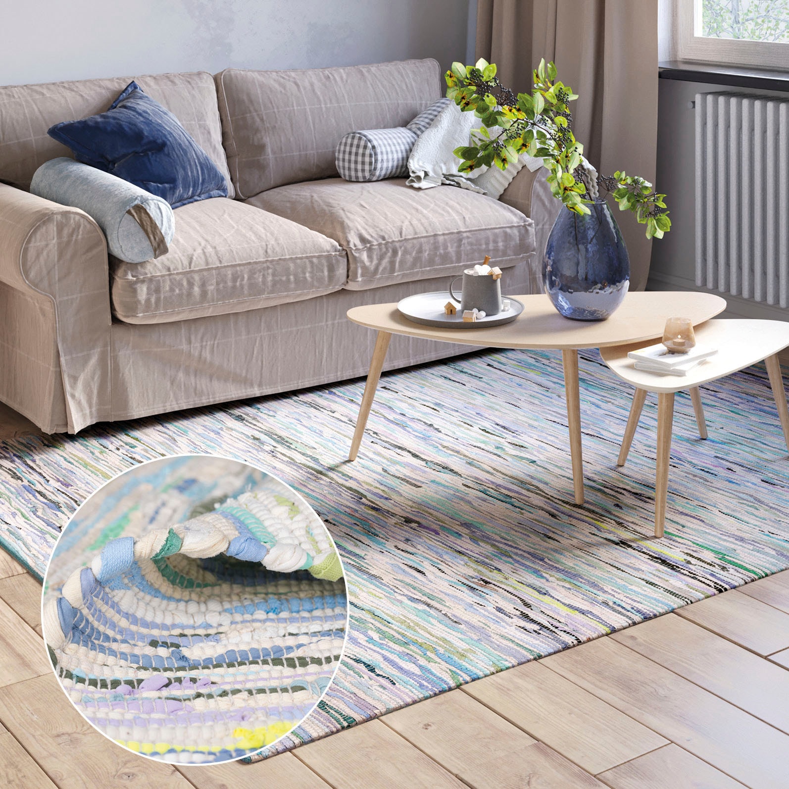 Myflair Möbel & Accessoires Teppich »Ameer«, rechteckig, Handweb Teppich, 90% Baumwolle, handgewebt, Scandi