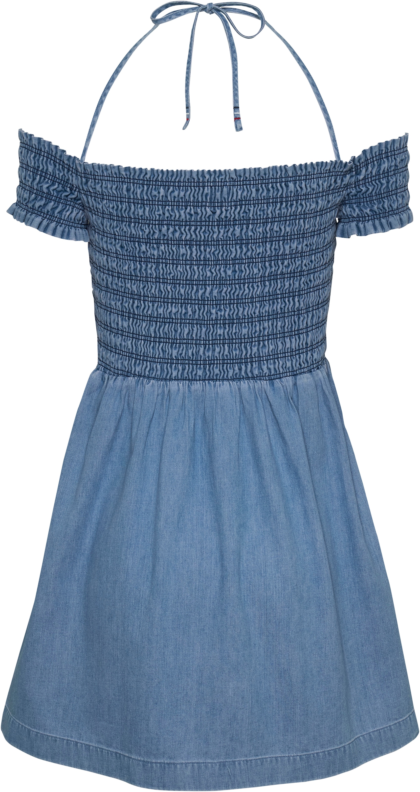 Tommy Jeans Midikleid »TJW CHAMBRAY FIT & FLARE DRESS«, mit Bindeband, in blauer Waschung