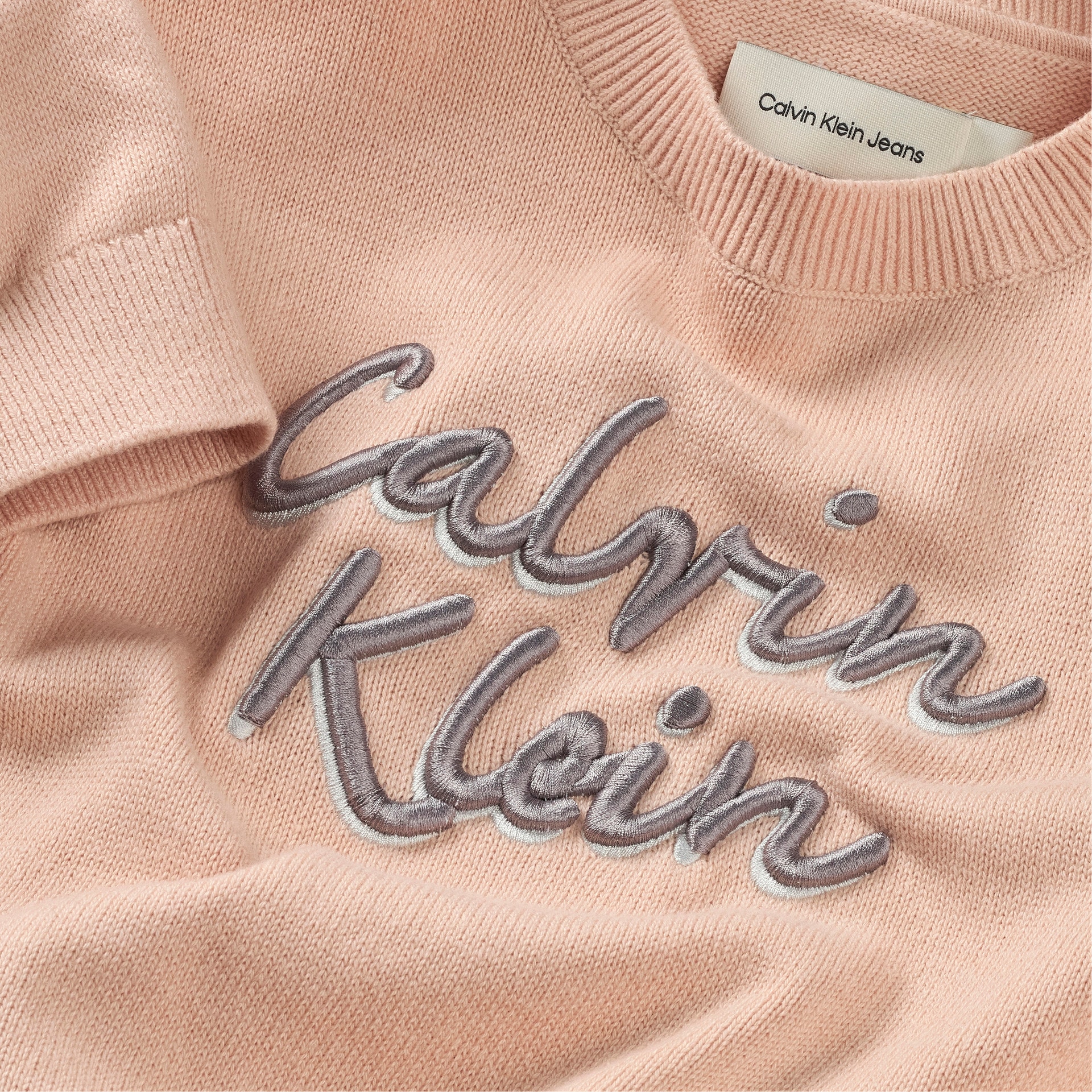 Calvin Klein Jeans Rundhalspullover »LOGO METALLIC INTERSIA«, für Kinder bis 16 Jahre, grosse Stickerei