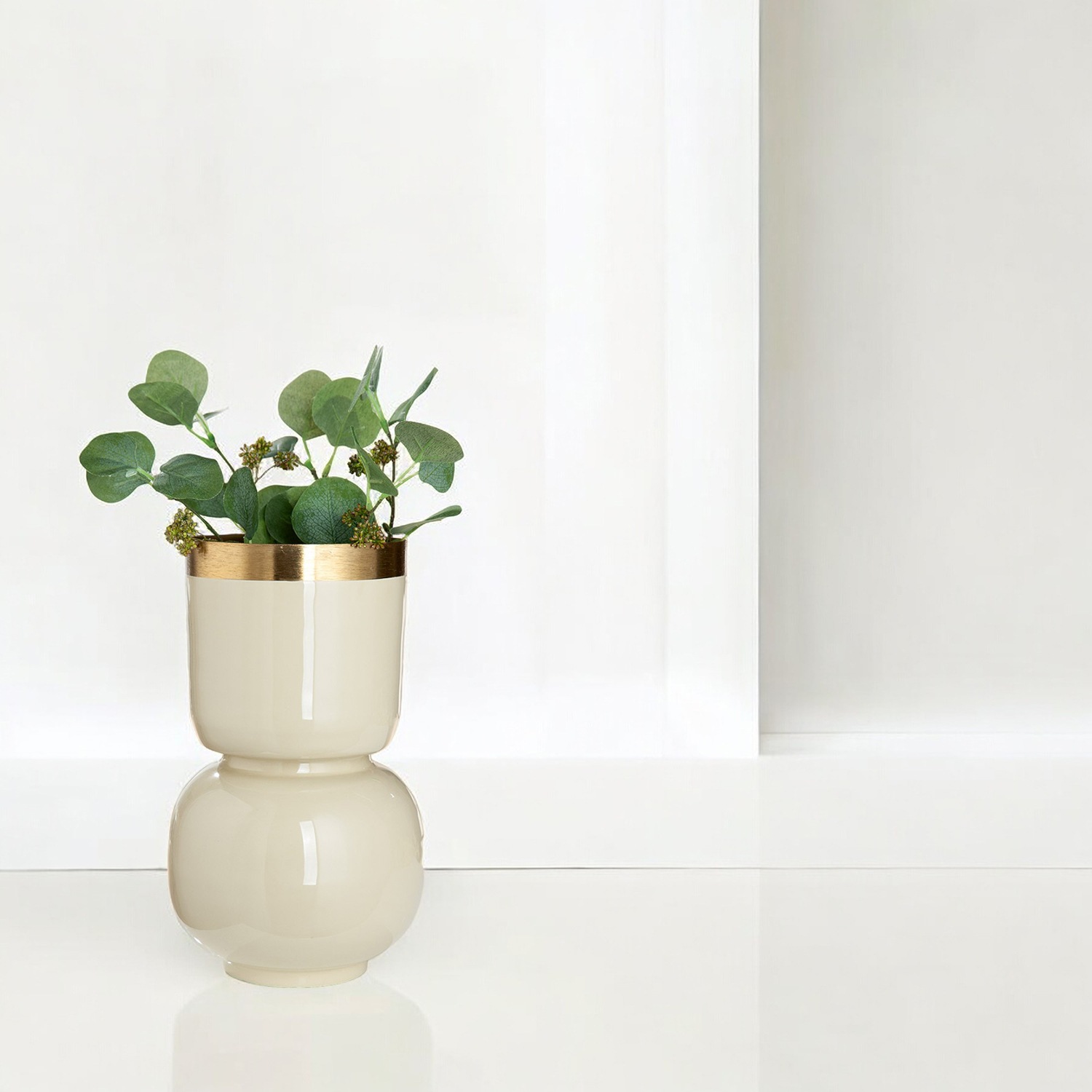 GILDE Tischvase »Vase Roro mit Goldfarbenrand«, (1 St.)