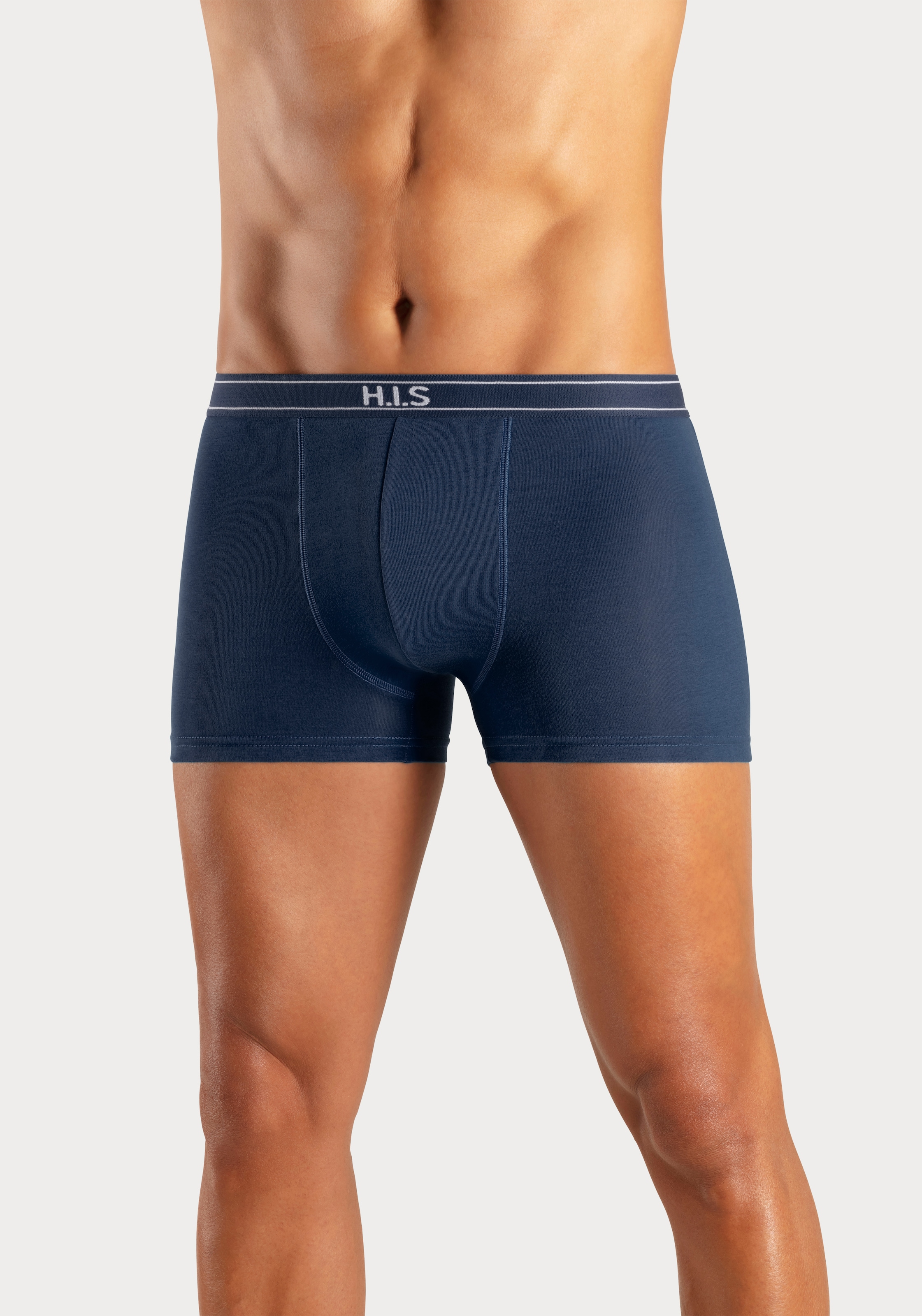 H.I.S Boxer, (Packung, 5 St.), mit Steifen und Logo im Bund