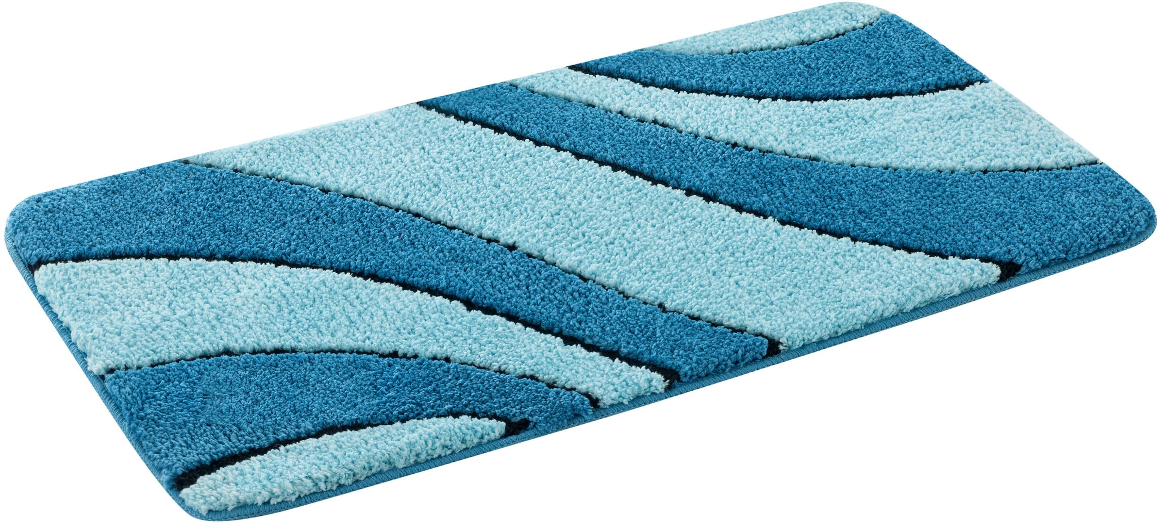 my home Badematte »Anna, Badvorleger, Badezimmer Teppich«, rutschhemmend beschichtet, fussbodenheizungsgeeignet-schnell trocknend, Badteppich, Hoch Tief Effekt, Modern, Weich, Wellen