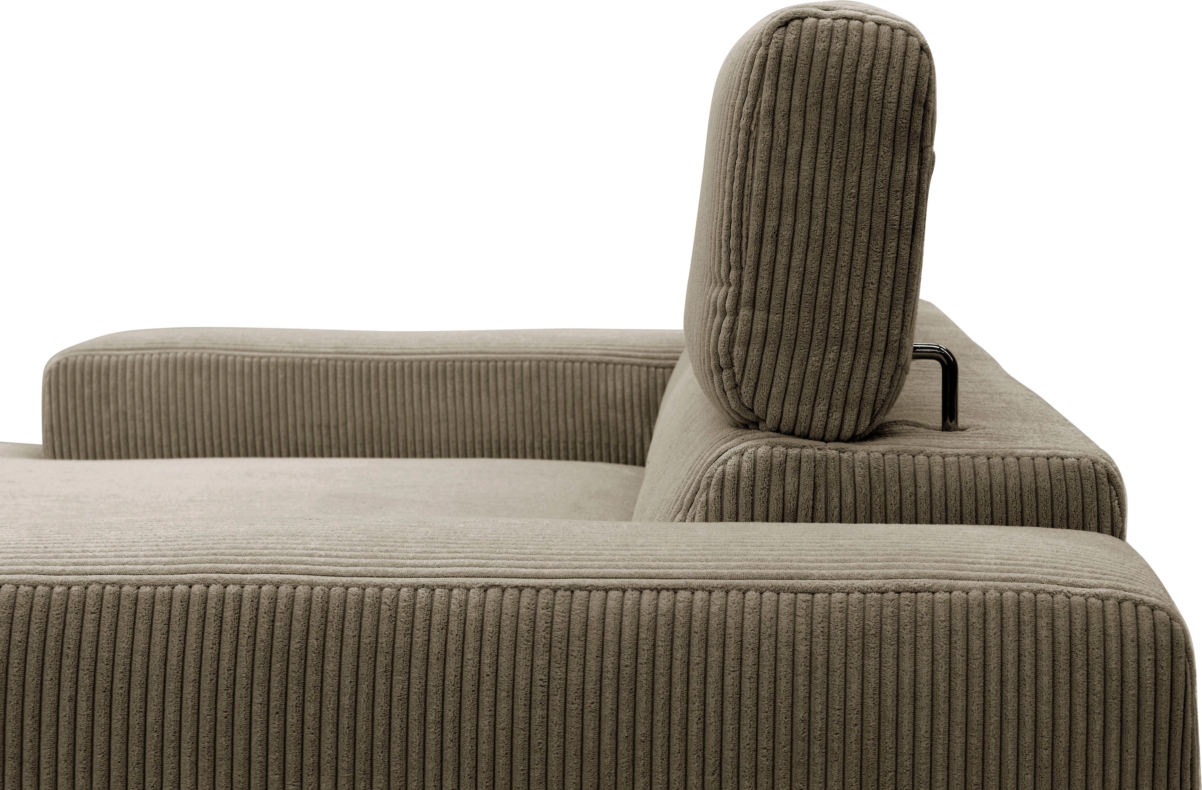 DOMO collection Ecksofa »Brandon B/T: 214/100 cm, belastbar bis 140kg/ Sitz, L-Form«, Cord, schlamm