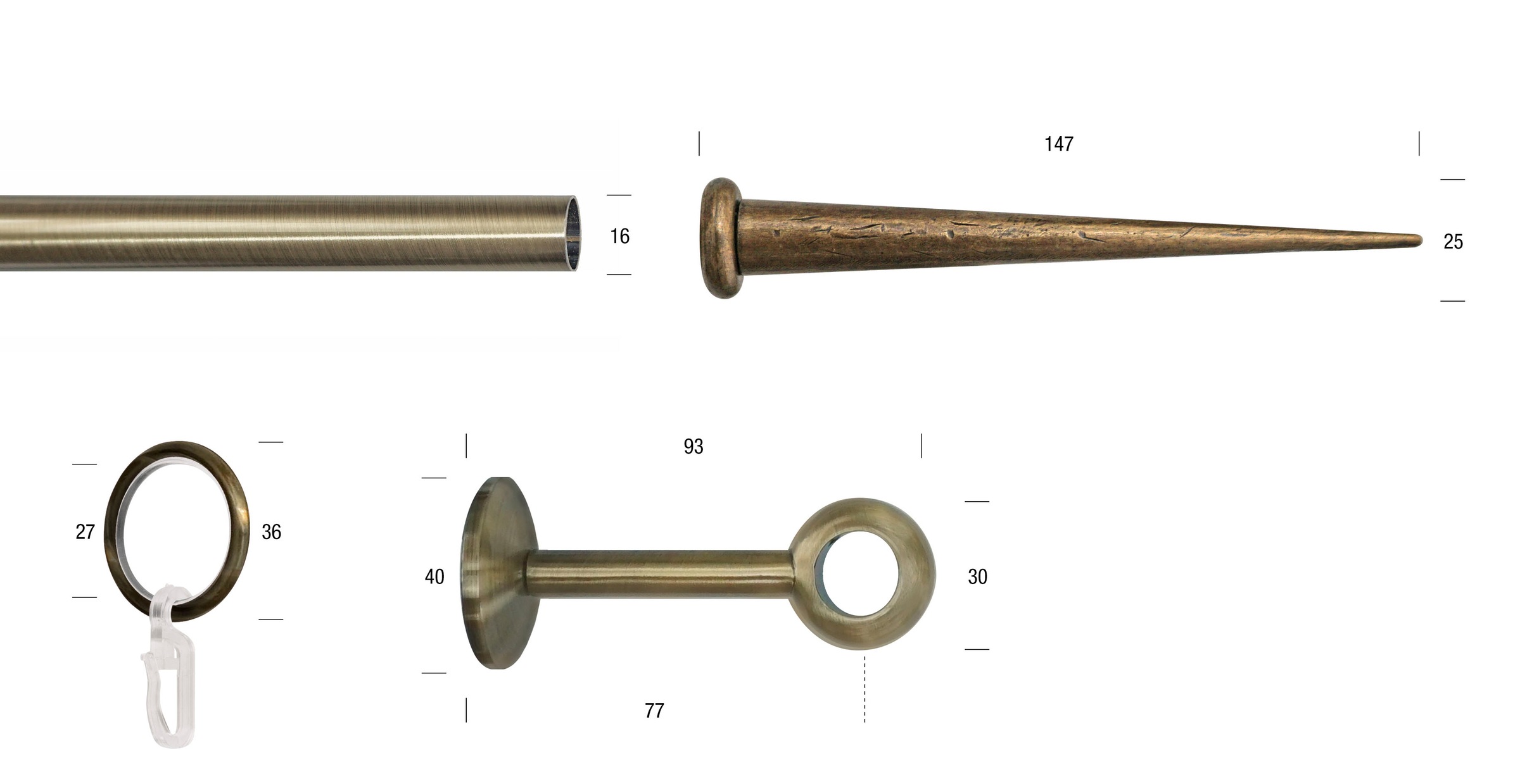 GARESA Gardinenstange »ESPERANCA«, 1 läufig-läufig, Wunschmasslänge, rustikale Vorhanggarnitur, verlängerbar, Endknopf Spitze, m. Ringe