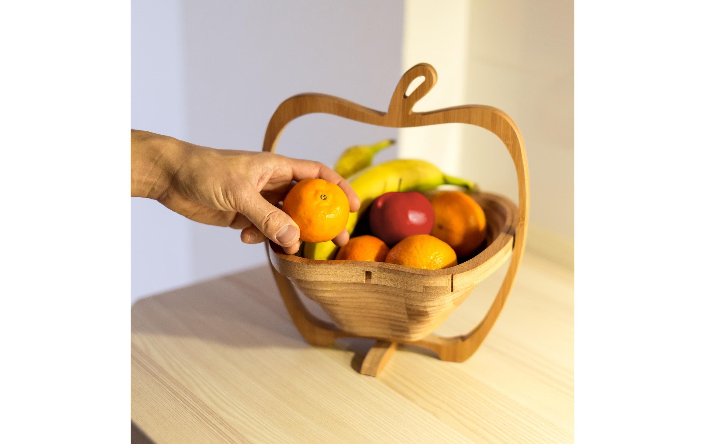relaxdays Obstschale »Früchtekorb Hellbraun«, 1 tlg., aus Bambus