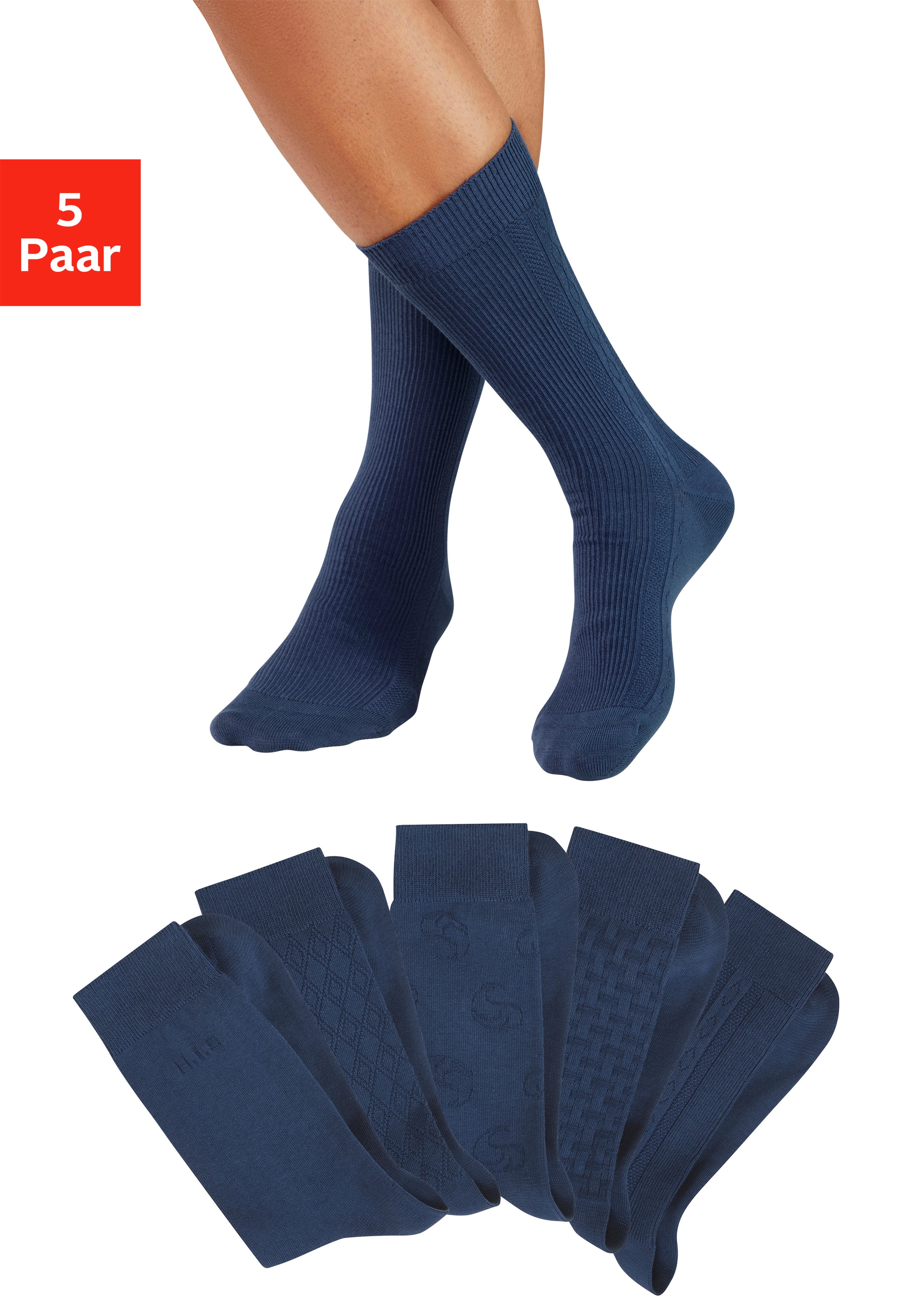 H.I.S Businesssocken Packung, 5 Paar tlg. mit dezent eingestrickten Designs