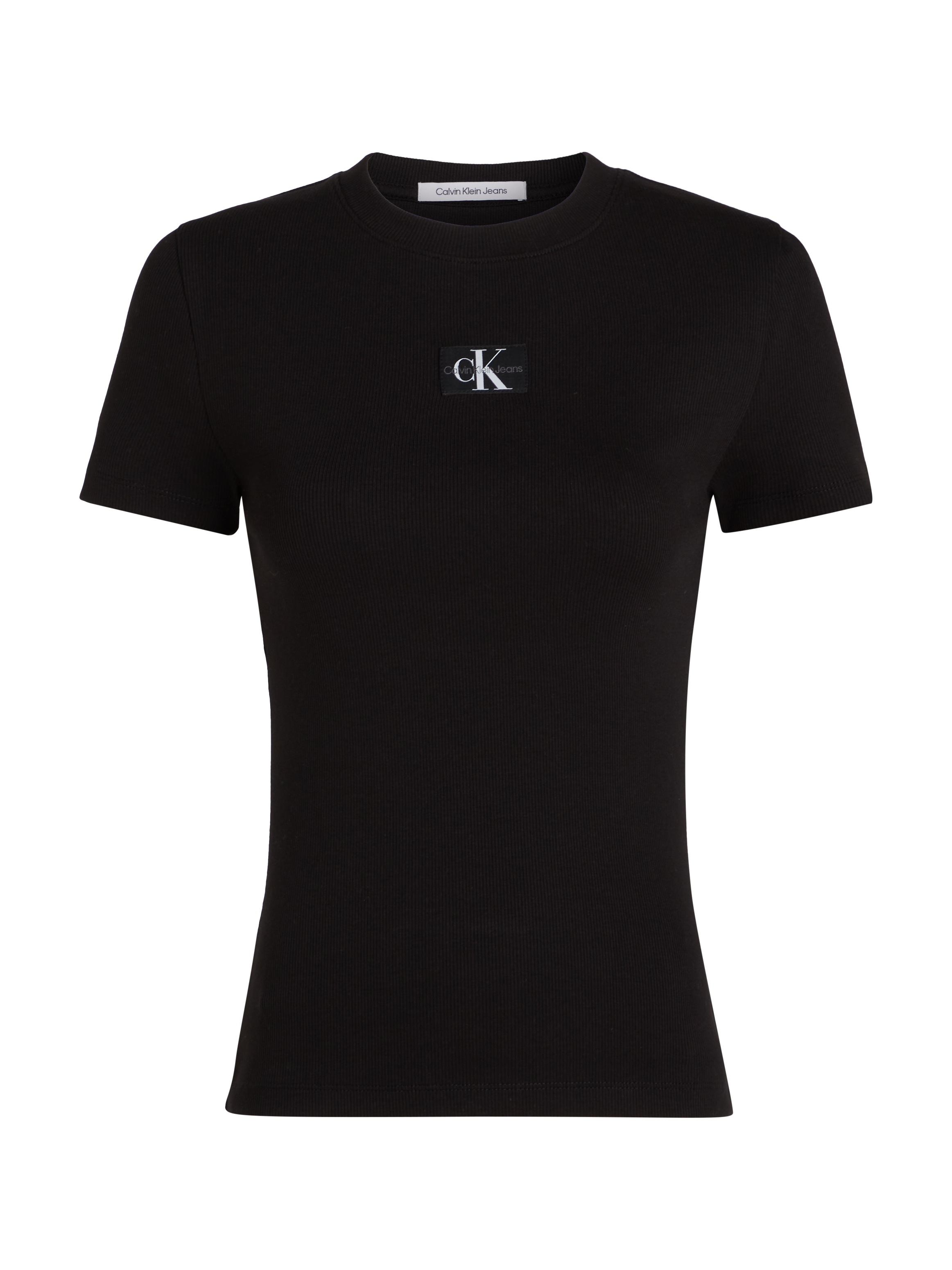 Calvin Klein Jeans T-Shirt »WOVEN LABEL RIB BABY TEE«, mit Logopatch