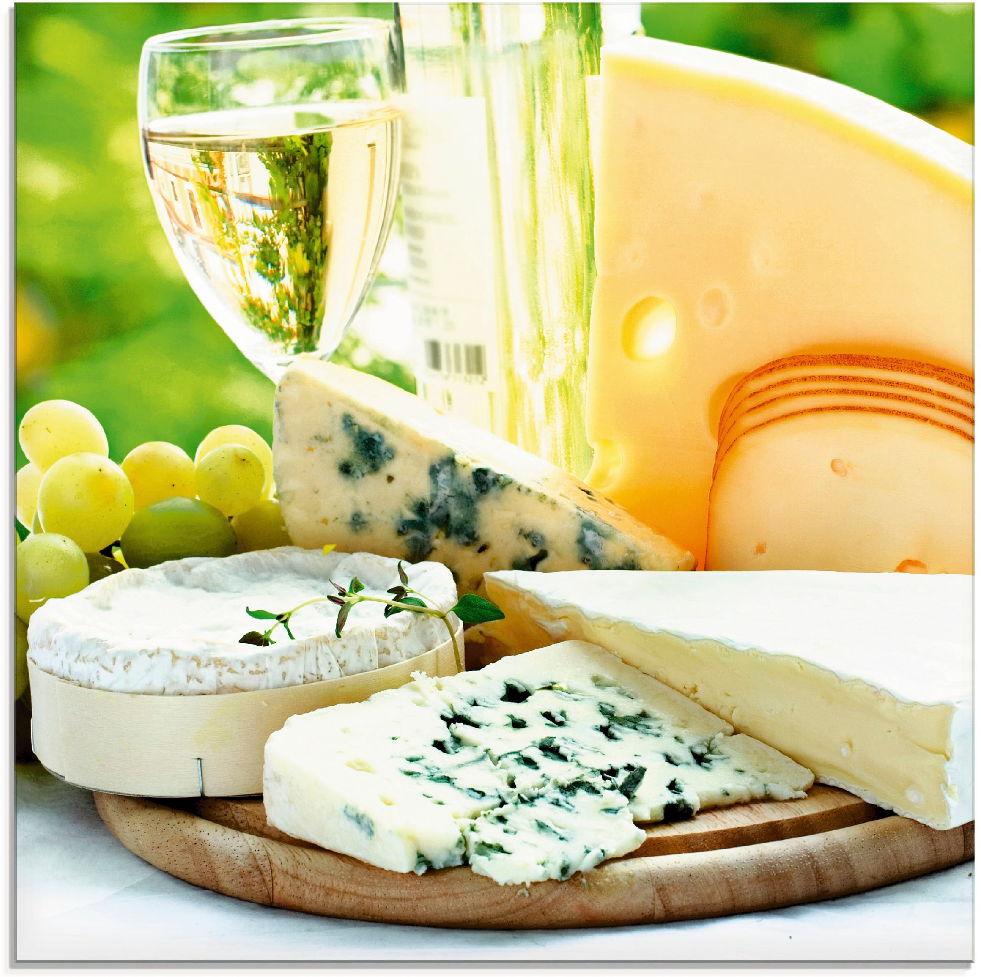 Glasbild »Käse & Wein«, Lebensmittel, (1 St.), in verschiedenen Grössen