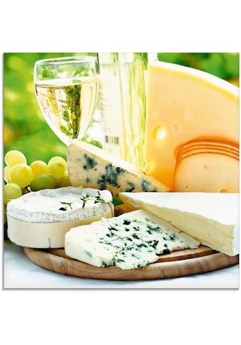 Glasbild »Käse & Wein«, Lebensmittel, (1 St.)