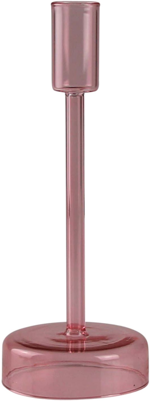 AM Design Kerzenständer "aus roséfarbenem Glas" stilvolle Ergänzung für romantische Dekorationen