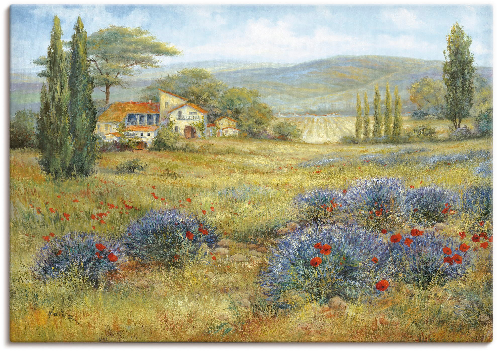 Artland Leinwandbild »Provence Lavendelwiese«, Bilder von Europa, (1 St.), auf Keilrahmen gespannt