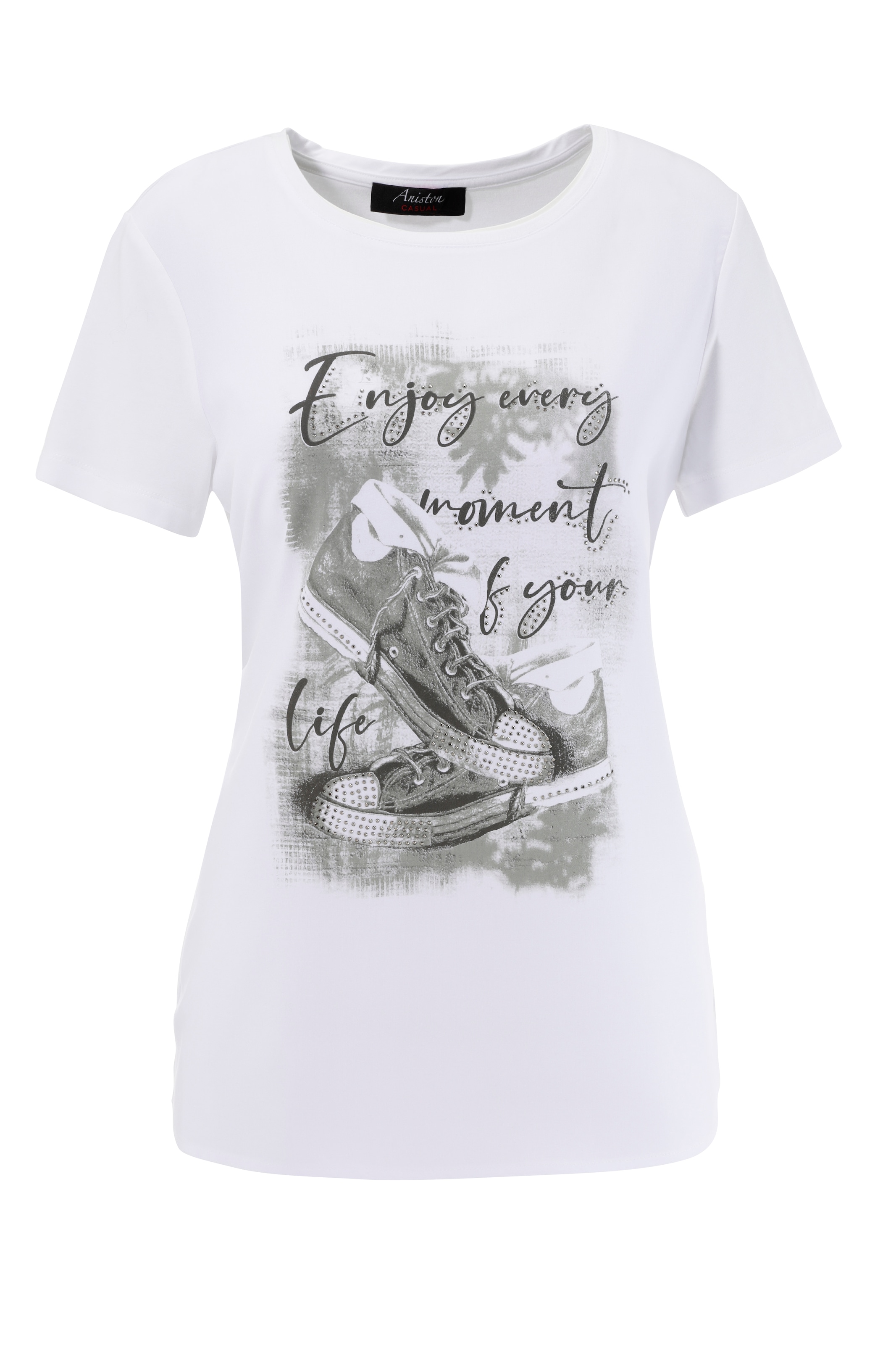 mit Frontdruck Shirtbluse, Jelmoli-Versand shoppen CASUAL Aniston verzierter | Glitzersteinchen online