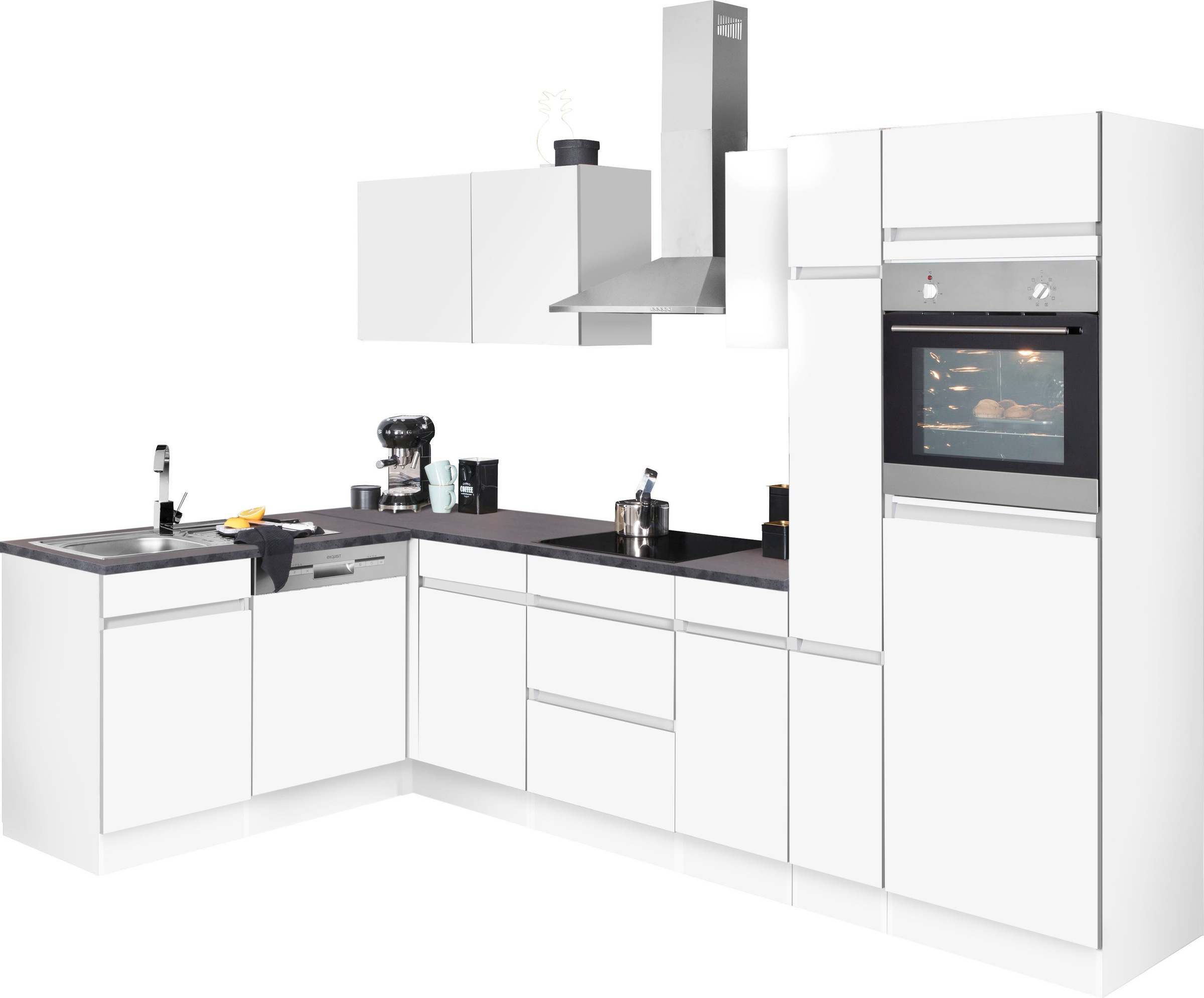 OPTIFIT Küchenzeile "Roth" Stellmaße 300x175 cm, wahlweise mit E-Geräten, mit Apothekerschrank