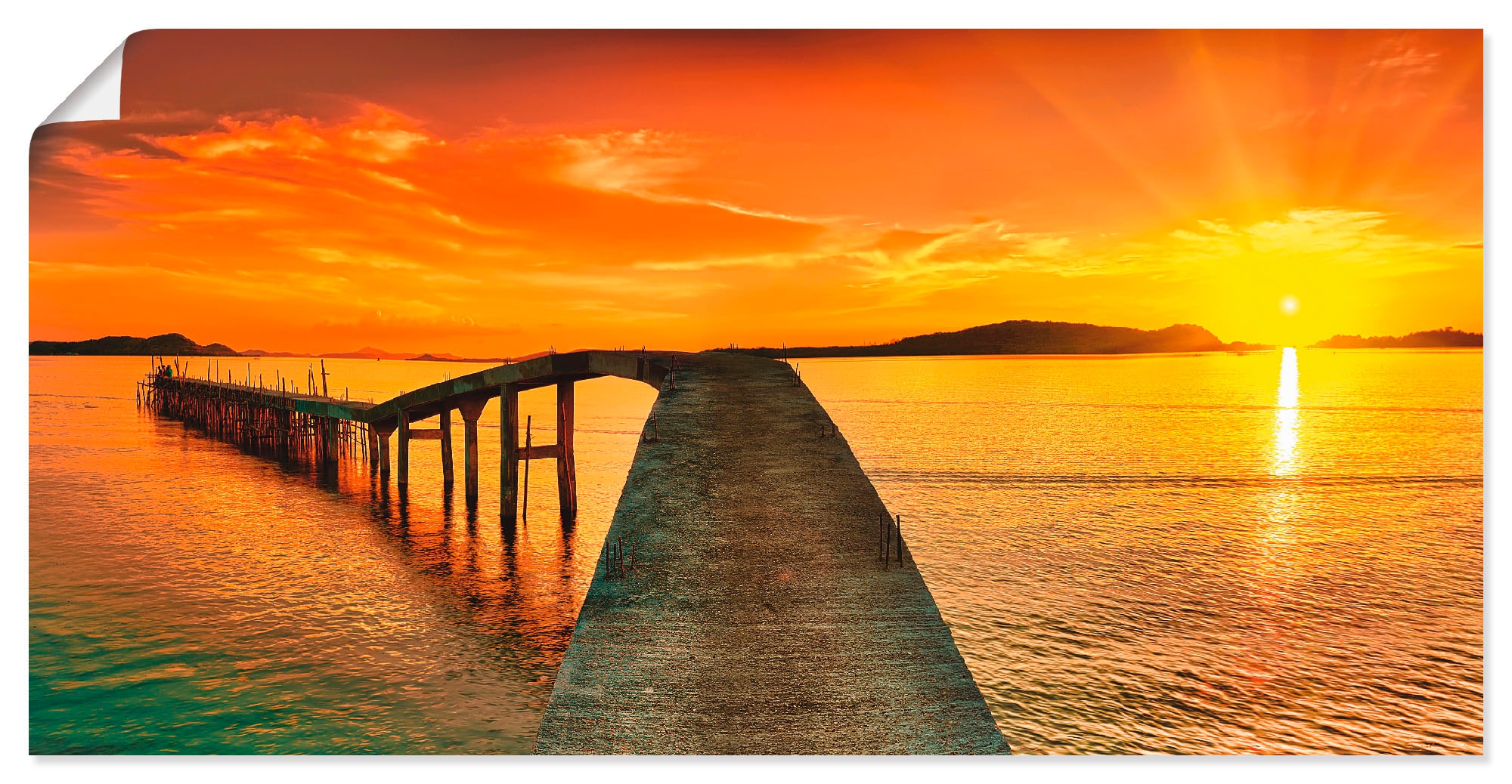 online »Sonnenaufgang (1 Wandbild Artland oder Alubild, Leinwandbild, St.), über Jelmoli-Versand als Grössen dem | versch. kaufen Meer«, Gewässer, in Wandaufkleber Poster