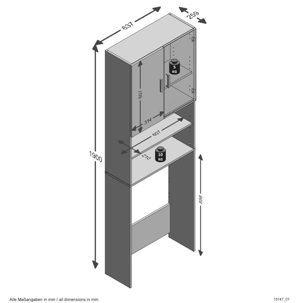 FMD Waschmaschinenumbauschrank »Olbia«, mit 2 offenen Fächern