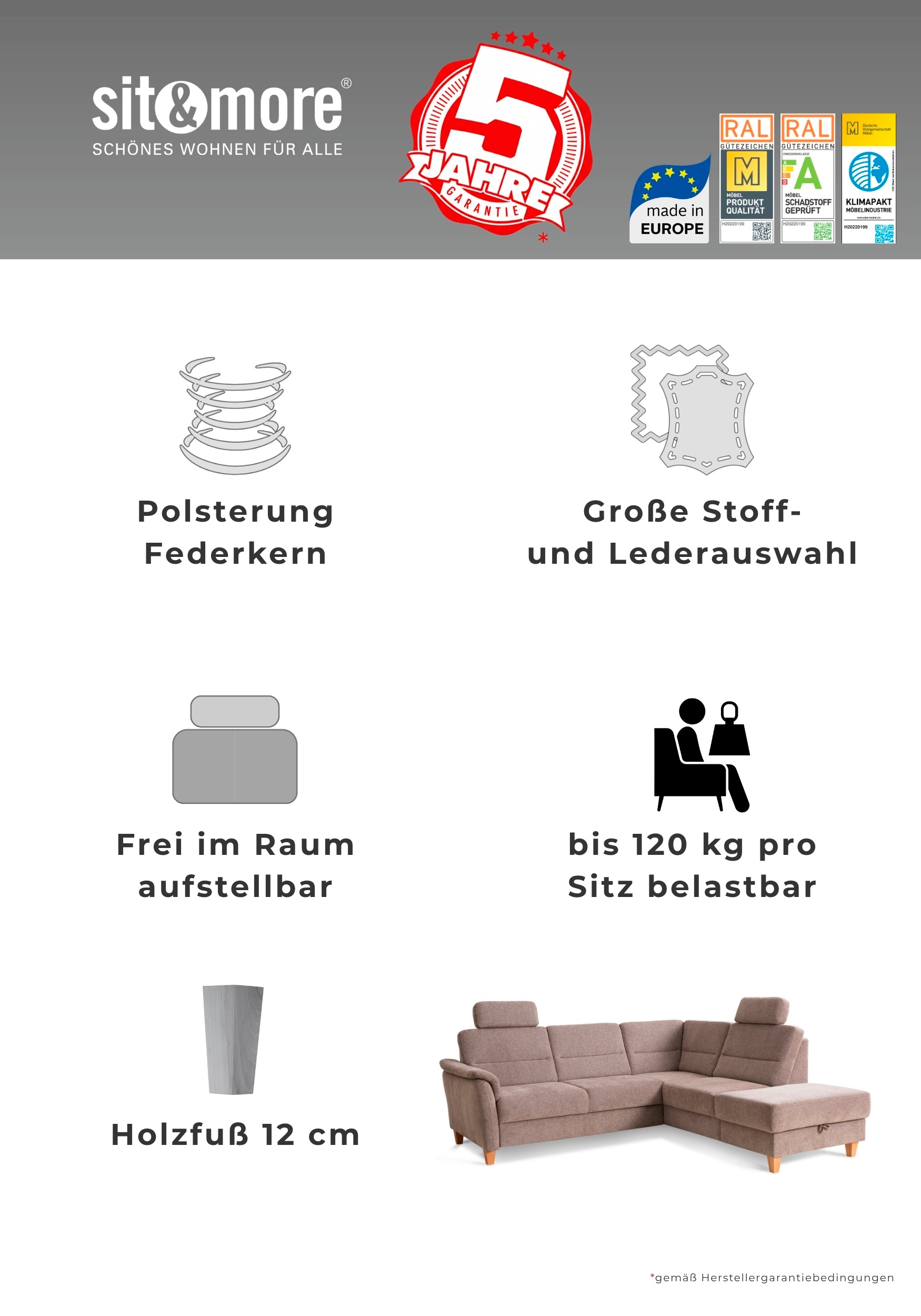 Home affaire Sessel "Palmera, B: 70 cm" mit Federkern