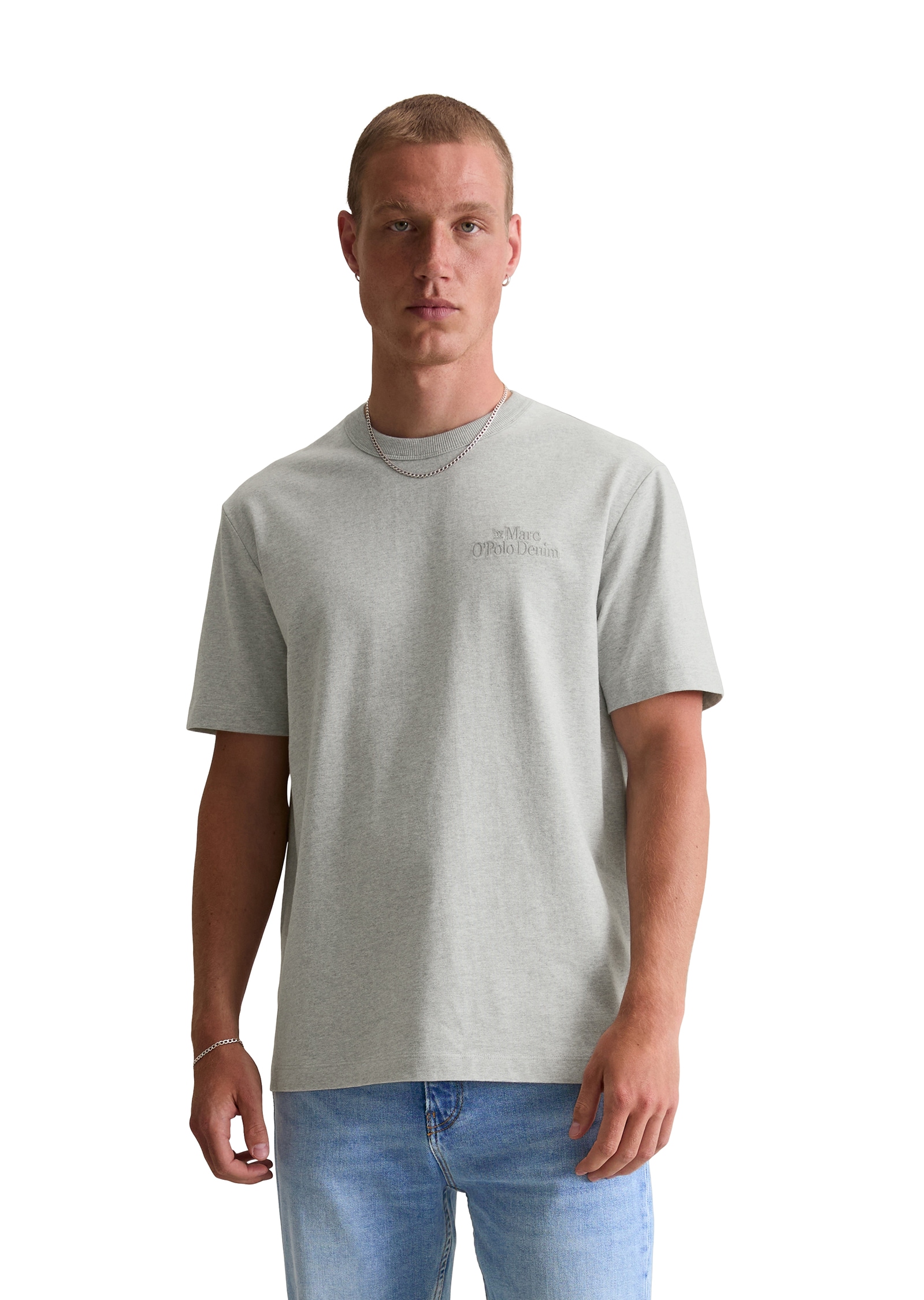 Marc O'Polo DENIM T-Shirt relaxed, Tonale Stickerei, meliert
