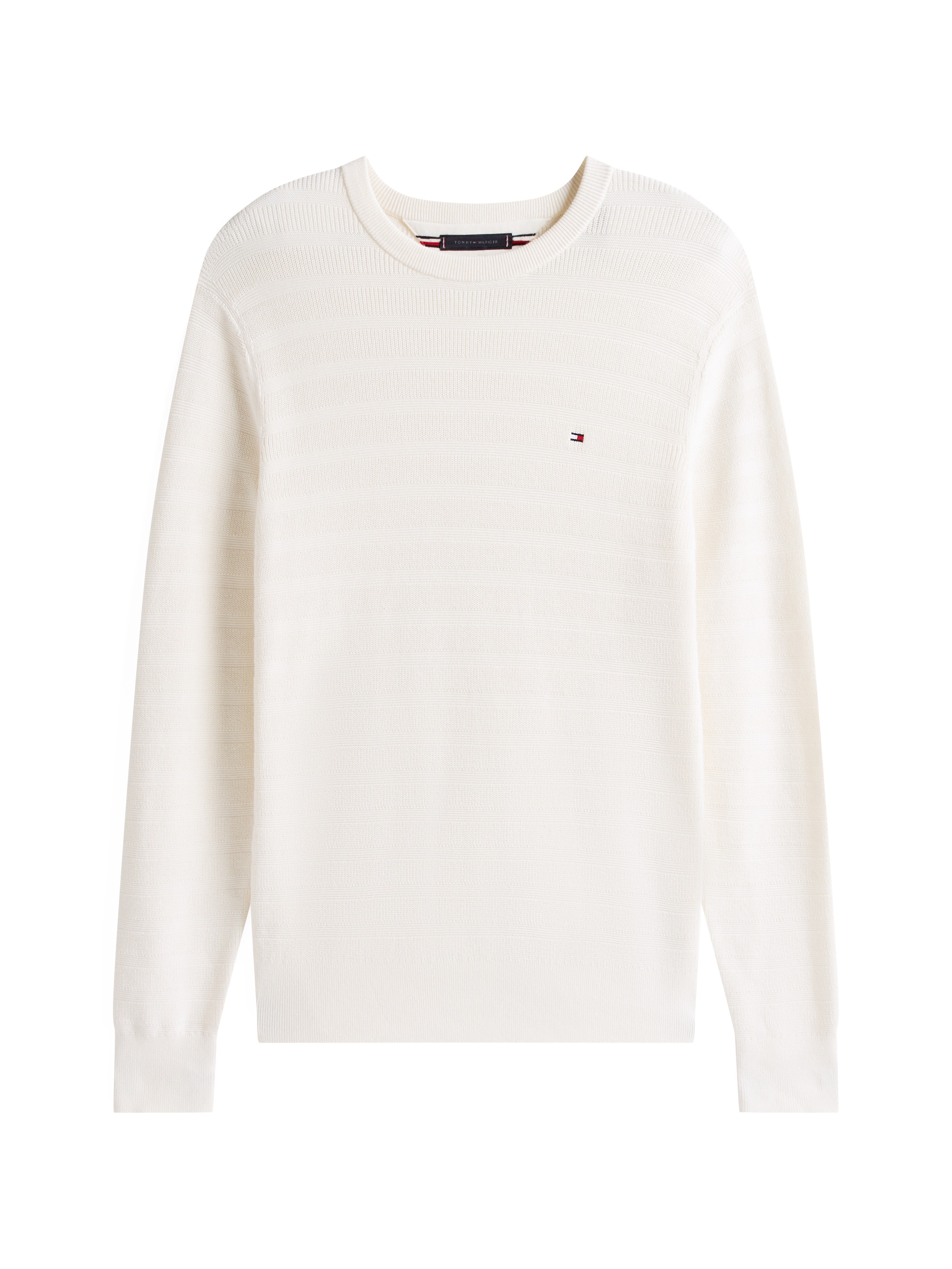 Tommy Hilfiger Rundhalspullover »STRIPE STRUCTURE«, regular fit, leicht überschnittene Schultern