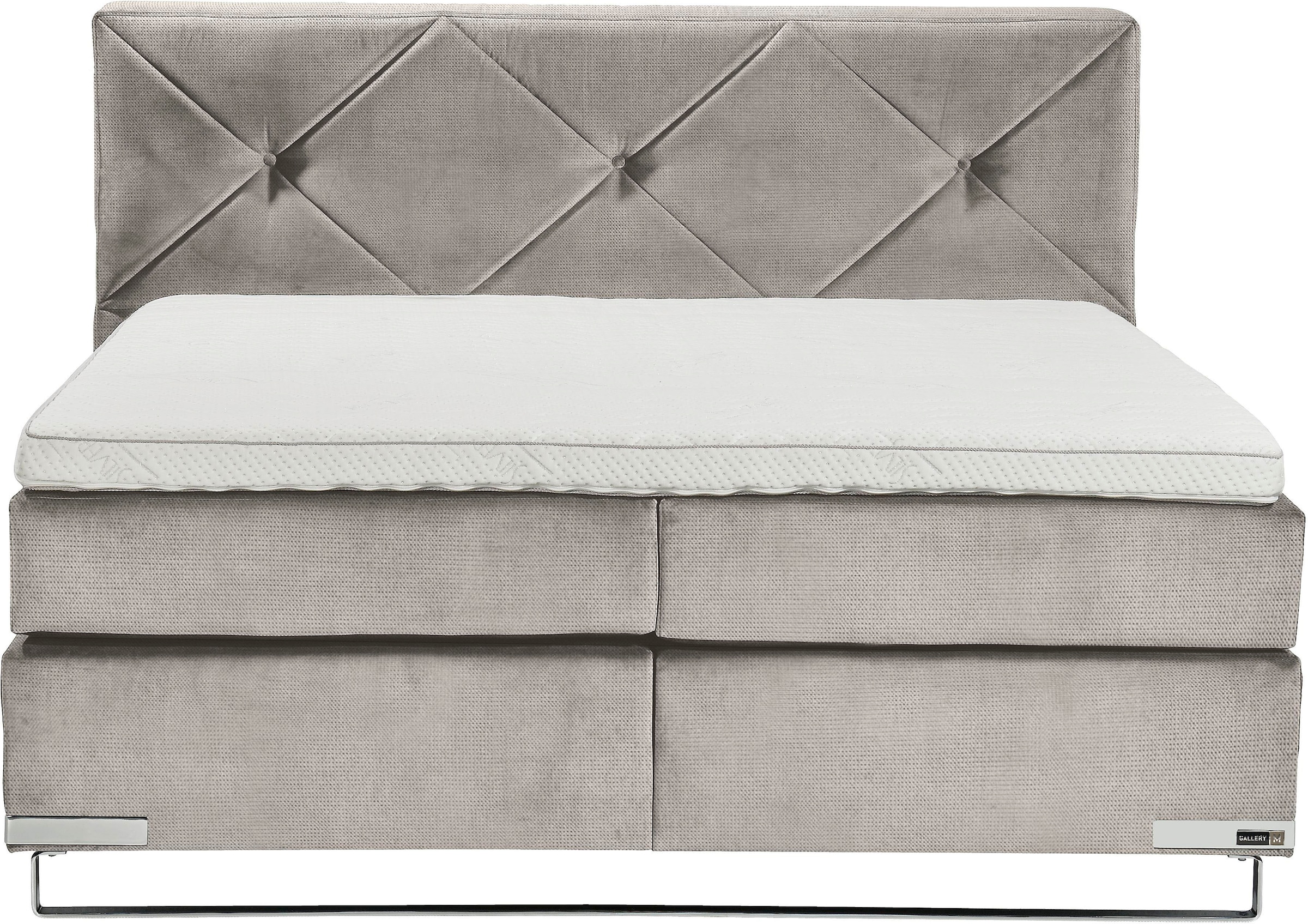 Musterring Boxspringbett »Dubai«, Kufe in Chrom, 3 Härtegrade, Kopfteil mit Knopfheftung