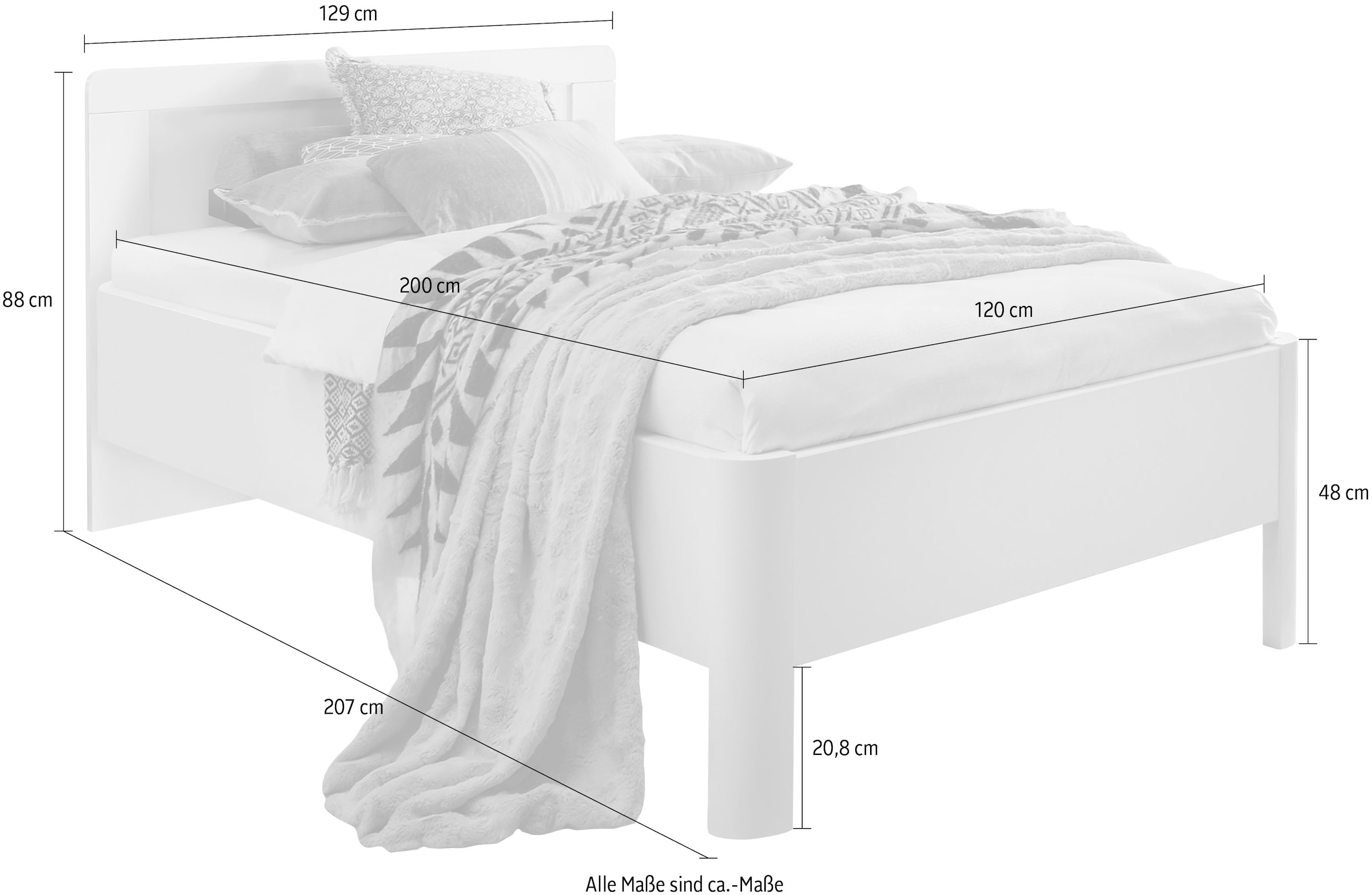 WIEMANN Holzbett »Bern, Bettgestell, Bettrahmen, für Schlafzimmer«, (4-fache Liegehöhenverstellung, MADE IN GERMANY), verschiedene Grössen und Farben, in Komforthöhe