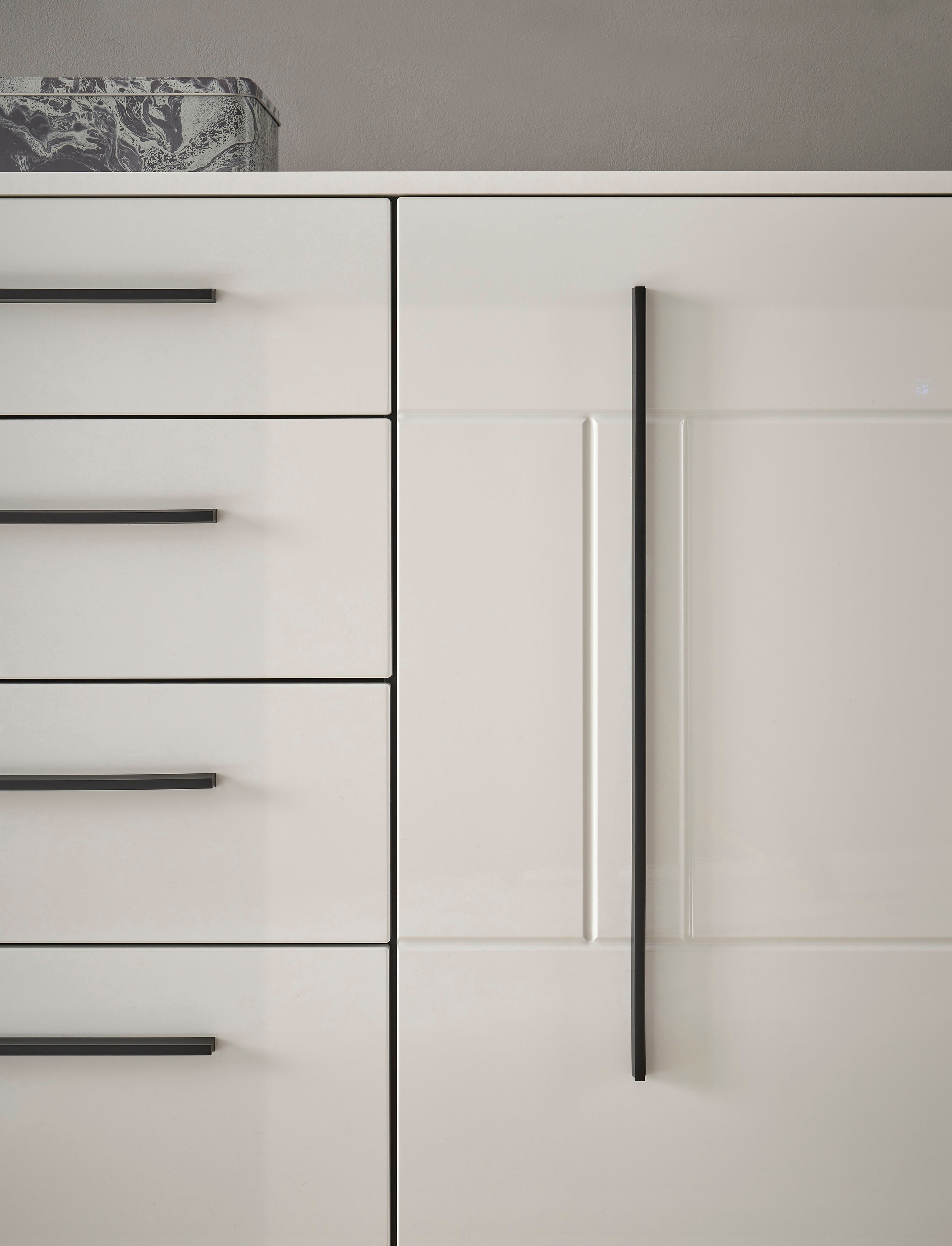 INOSIGN Wohnwand »Cantara, moderne Anbauwand, Wohnzimmer-Set, in Eiche Evoke oder Weiss«, (Set), enthält zwei Vitrinen und ein Sideboard