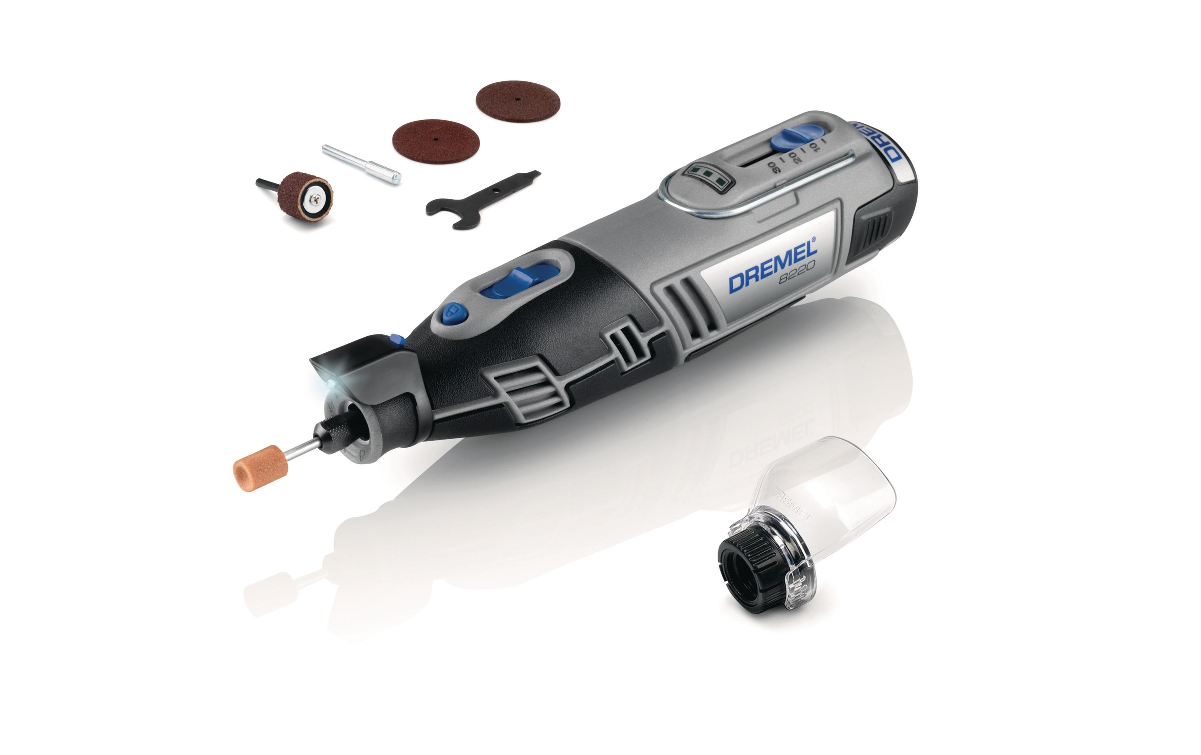 DREMEL Elektro-Multifunktionswerkzeug »8220 1/5«, (Set), Bohren; Drehzahlvorwahl; Fräsen; LED-Arbeitsleuchte; Sägen; Schleifen
