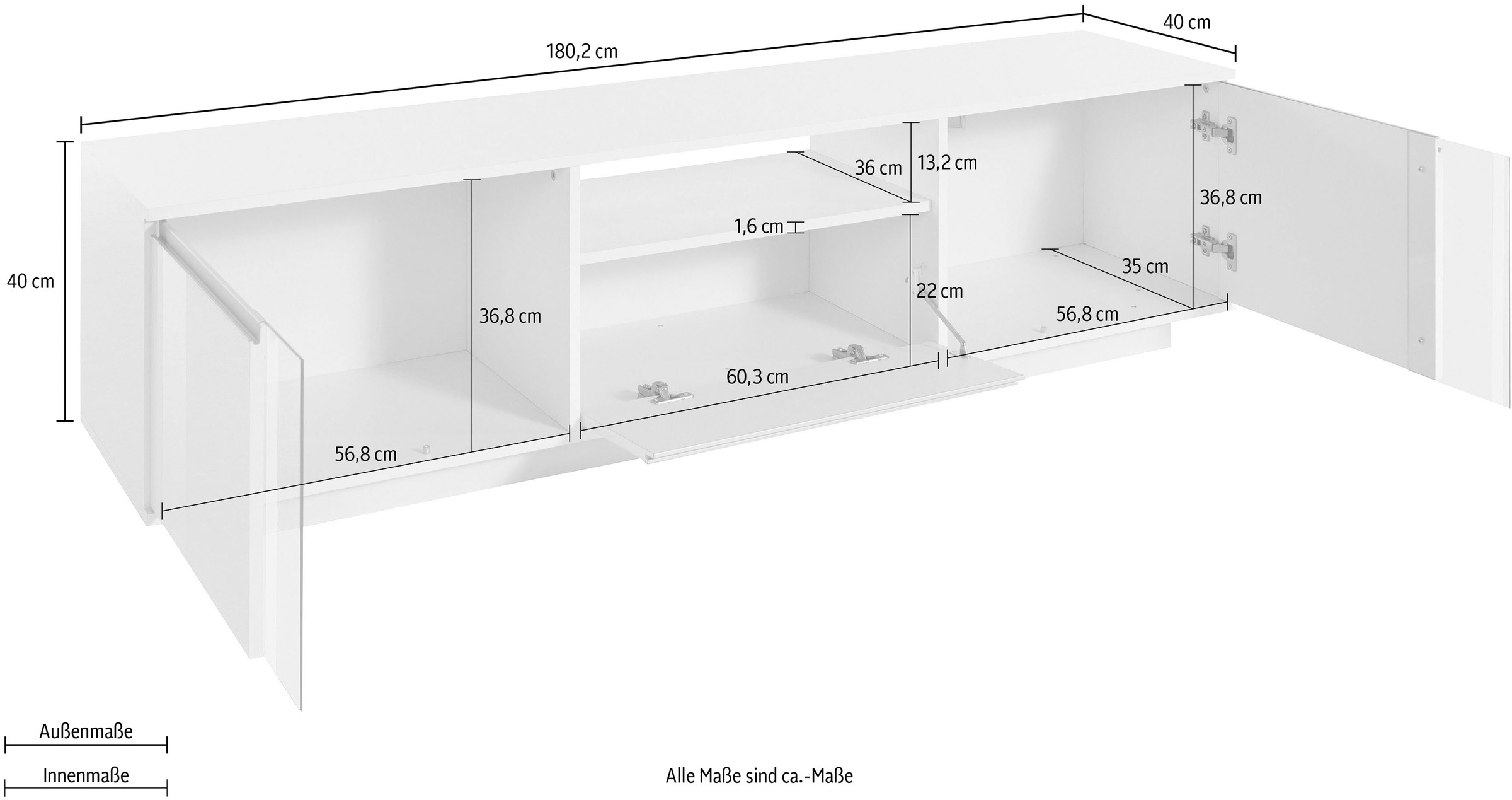 INOSIGN TV-Board »Elegant«, Breite ca. 180 cm