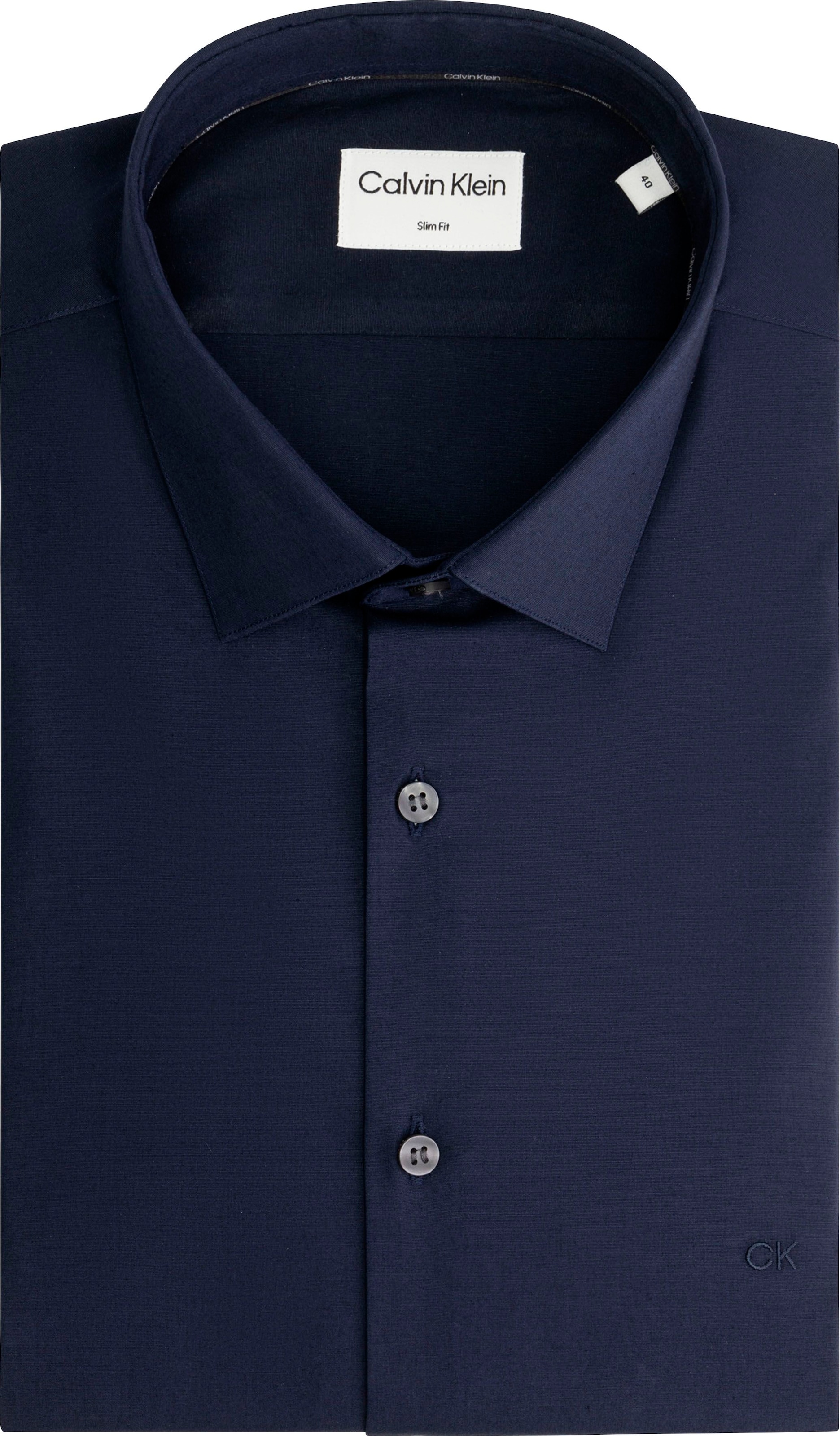 Calvin Klein Businesshemd »POPLIN STRETCH SLIM SHIRT«, mit Kentkragen, Logoprint auf Brusthöhe