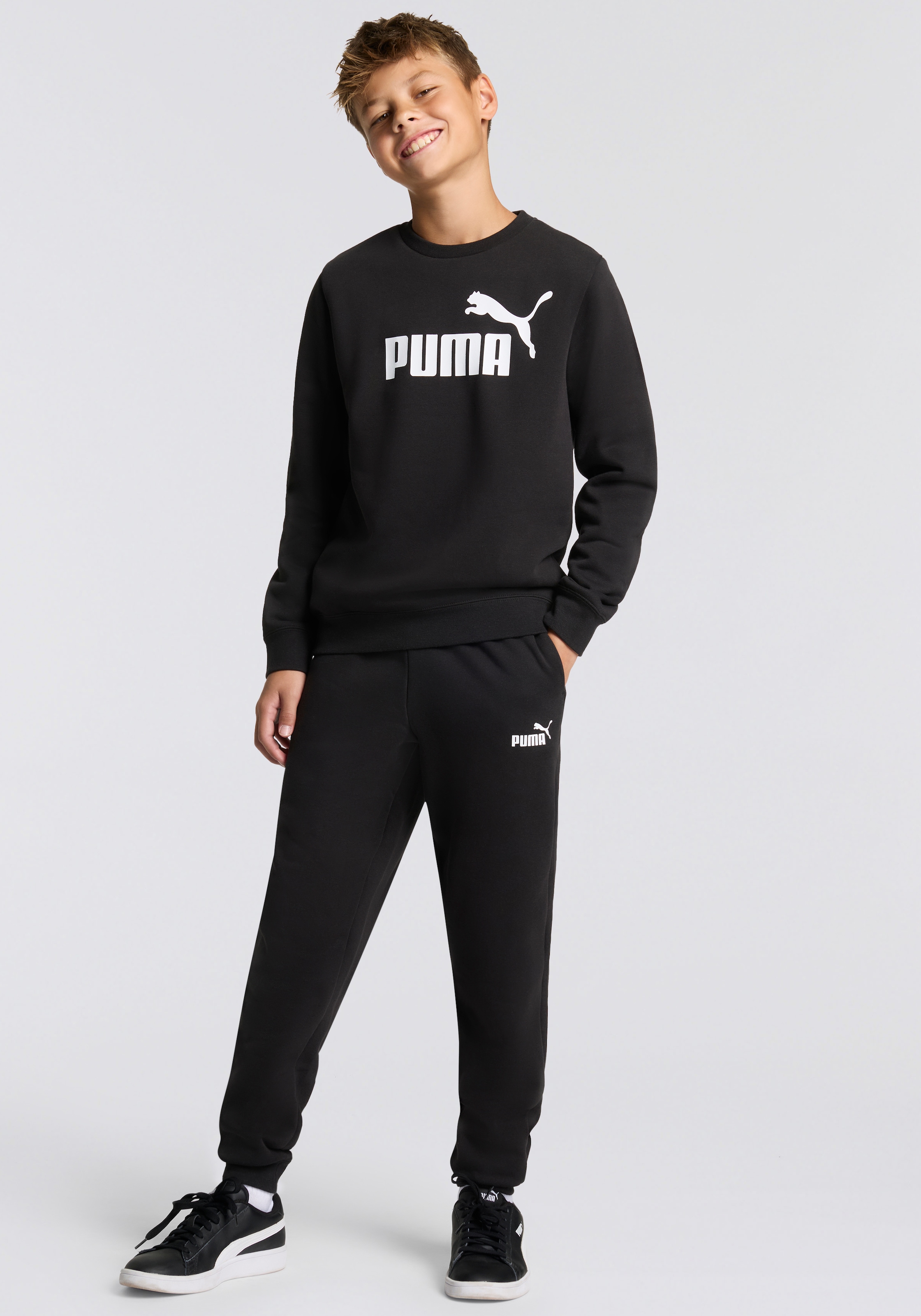 PUMA Trainingsanzug »ESS NO.1 LOGO CREW SWEAT SUIT FL B«, (2 tlg.)
