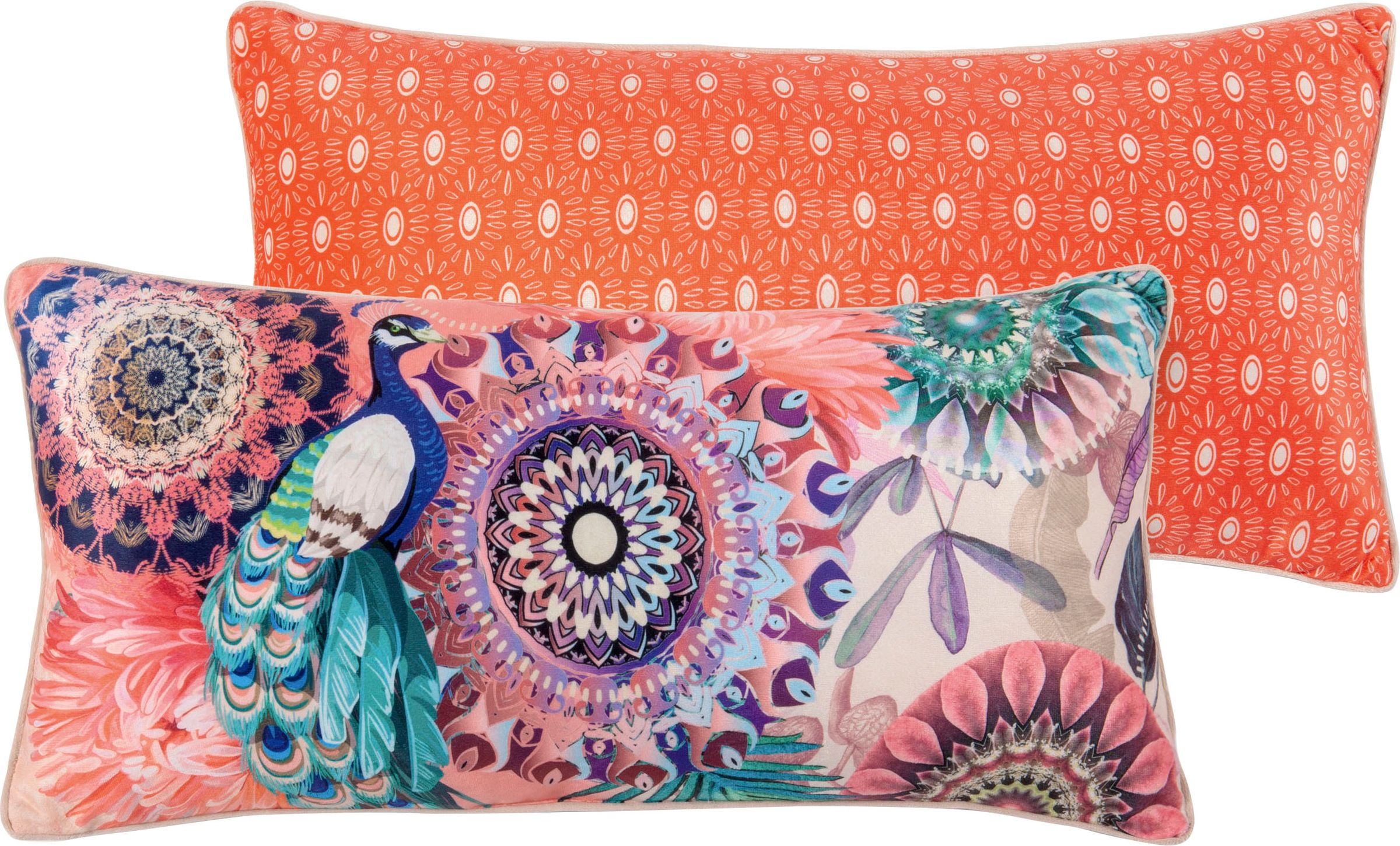 hip Dekokissen »Lynouk«, Mit Füllung, 1 Stück, Biese, 30x60, Wendeoptik, Weich, Orange, Mandala