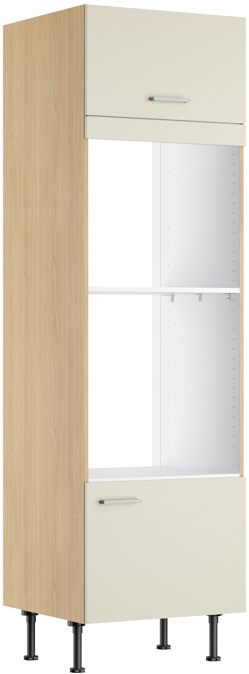 KOCHSTATION Mikrowellenumbauschrank "KS-Lucy" Breite 60 cm, mit 1 Tür, 1 Klappe, Soft-Close, höhenverstellbare Füsse